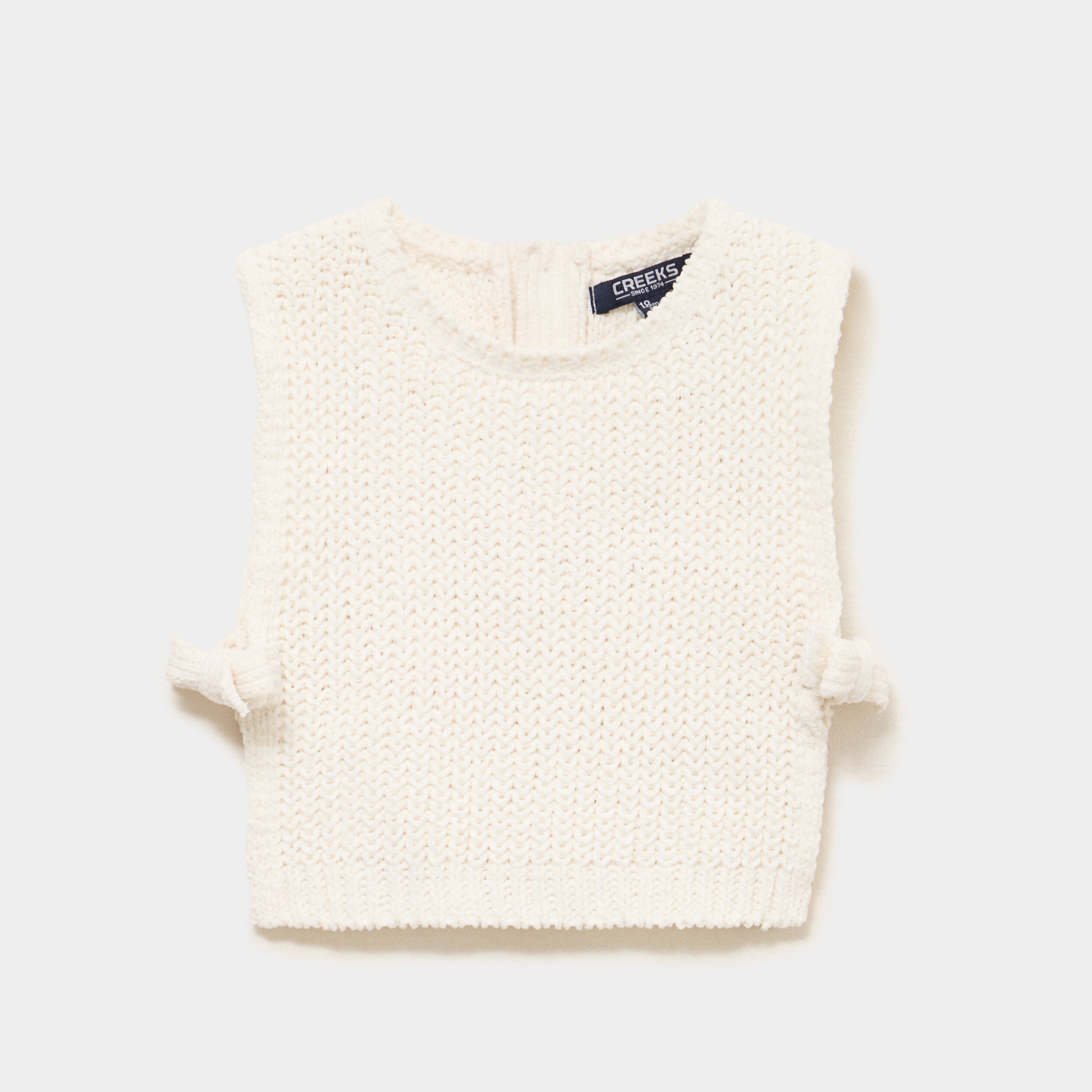 Pull sans manches nou&eacute; blanc b&eacute;b&eacute; fille