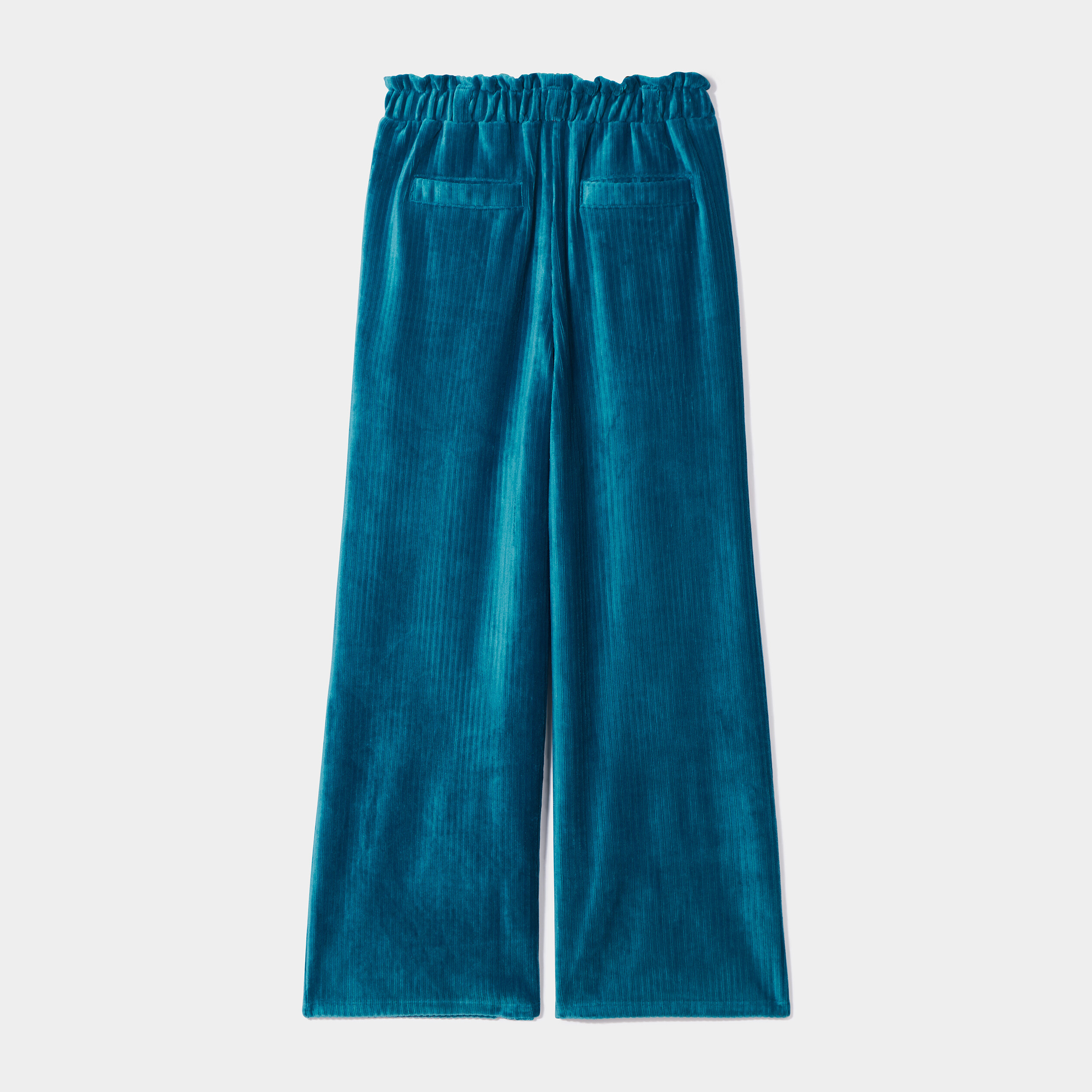 Pantalon large velours satin vert canard fille