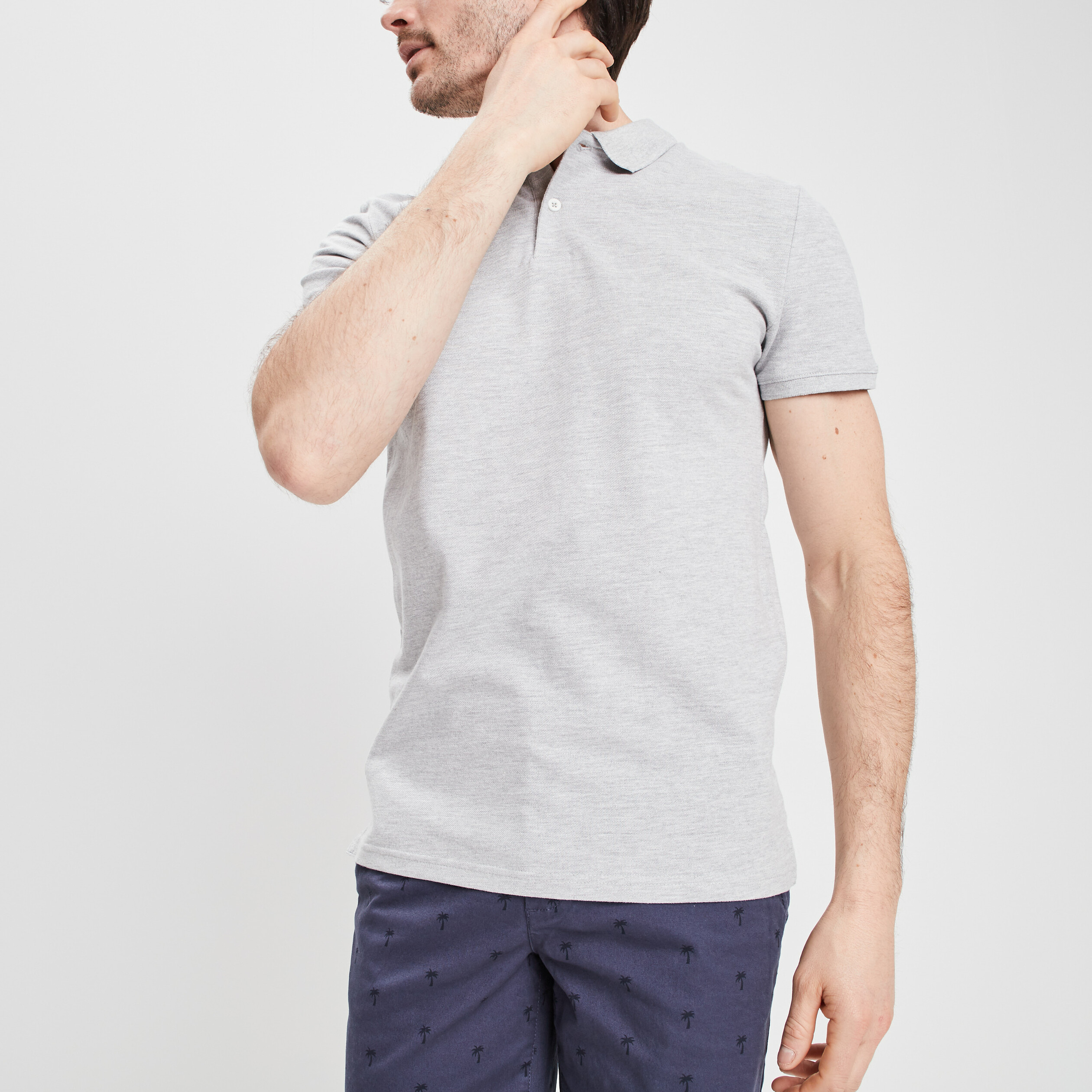 polo en coton manches courtes gris clair homme Polo en coton manches courtes gris clair homme