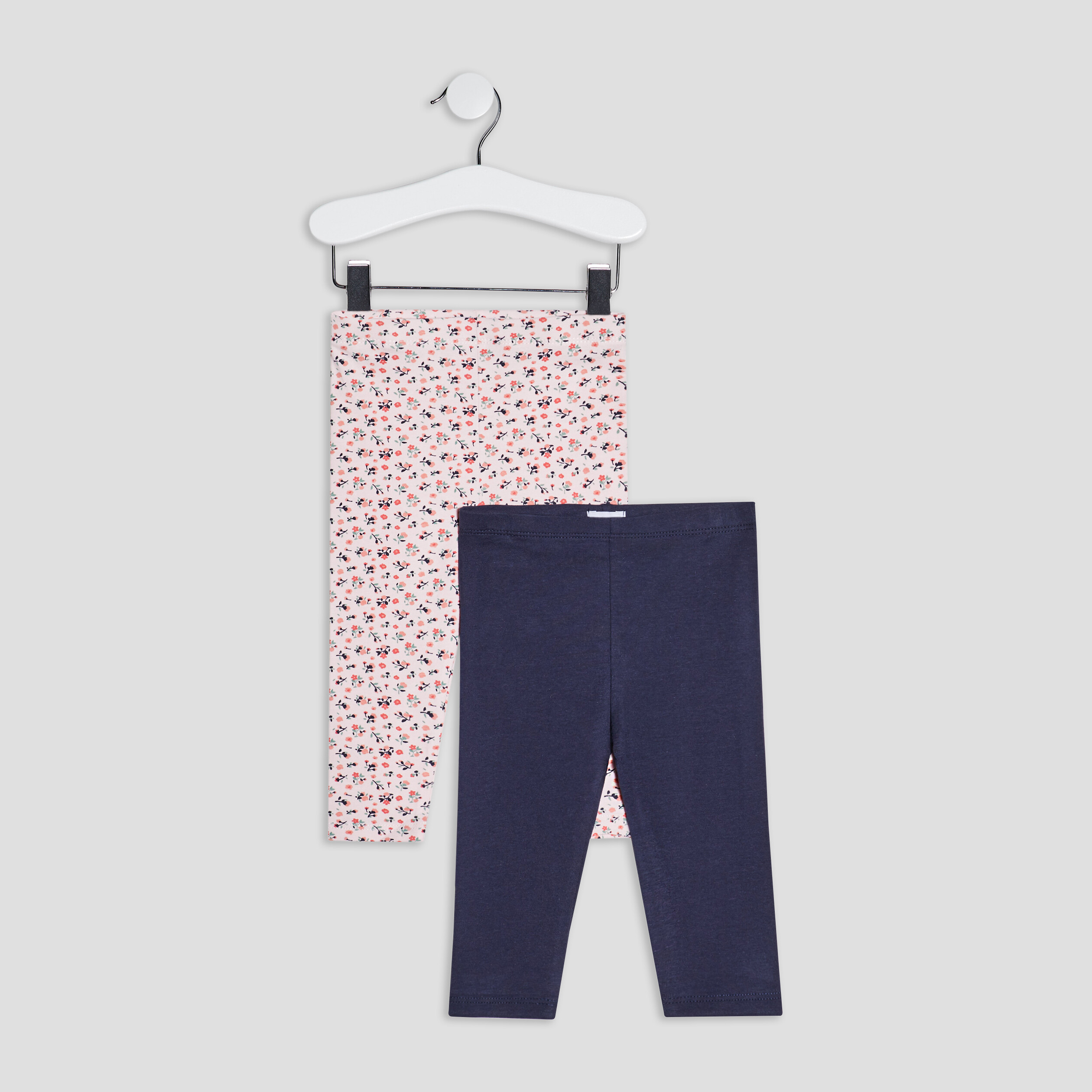 lot 2 leggings standards en coton bleu marine bebef Lot 2 leggings standards en coton bleu marine bébé fille
