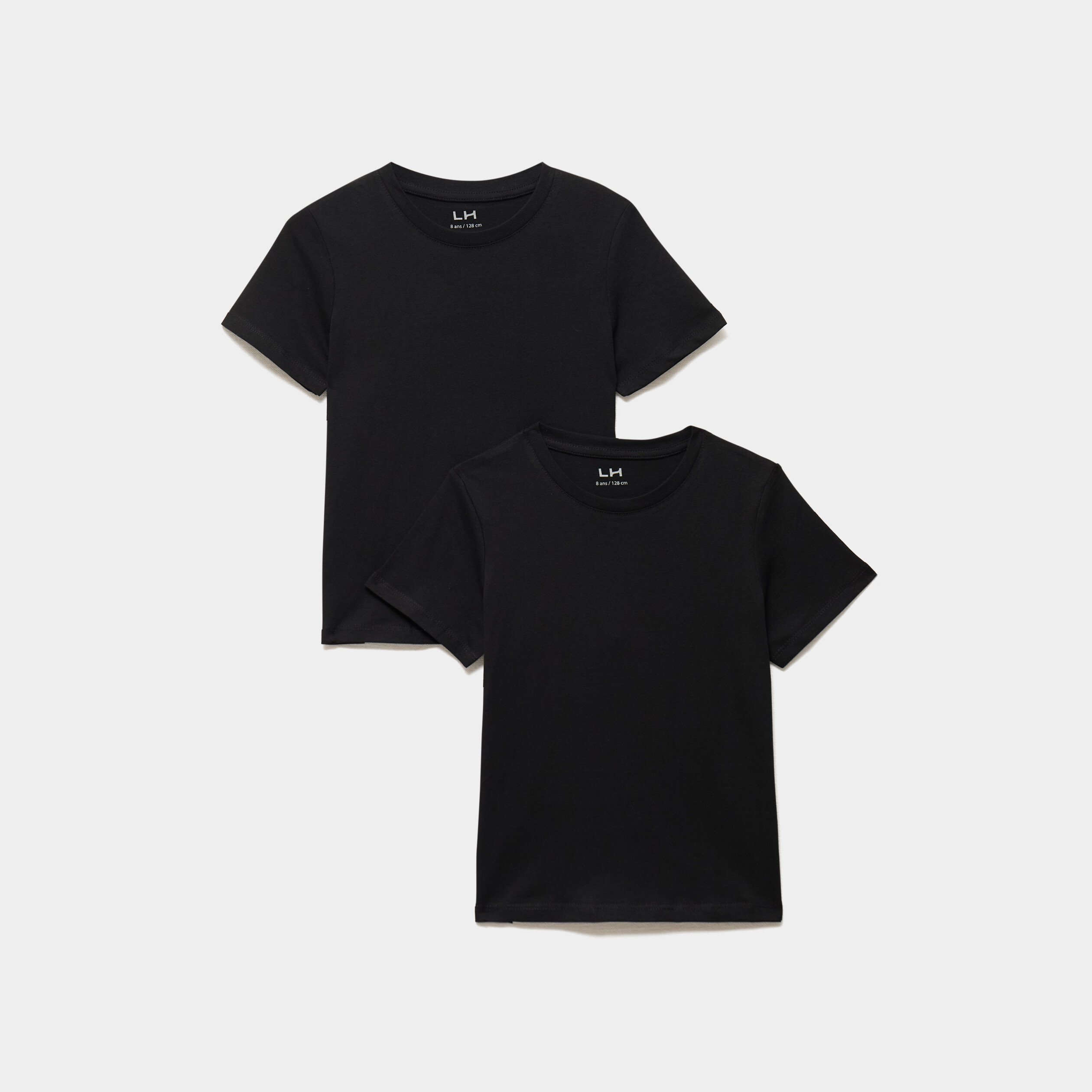 Lot 2 t-shirts manches courtes coton noir fille