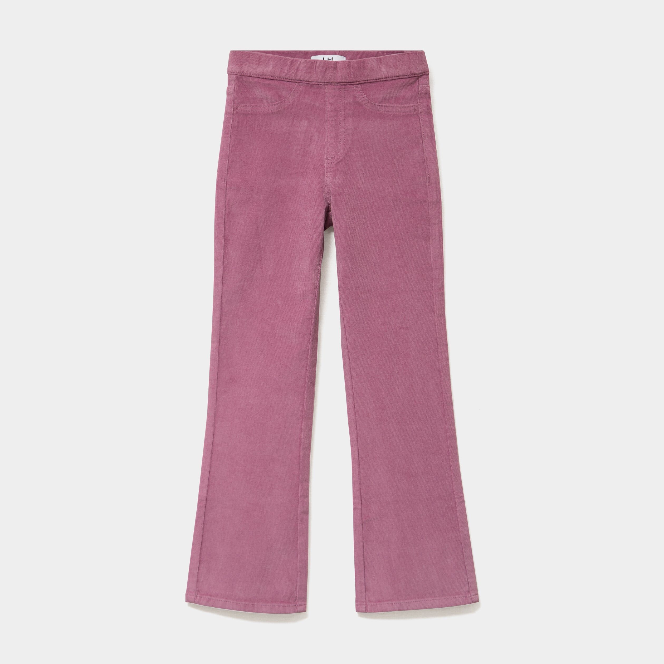 Tregging flare stretch effet velours rose poudr&eacute;e fille