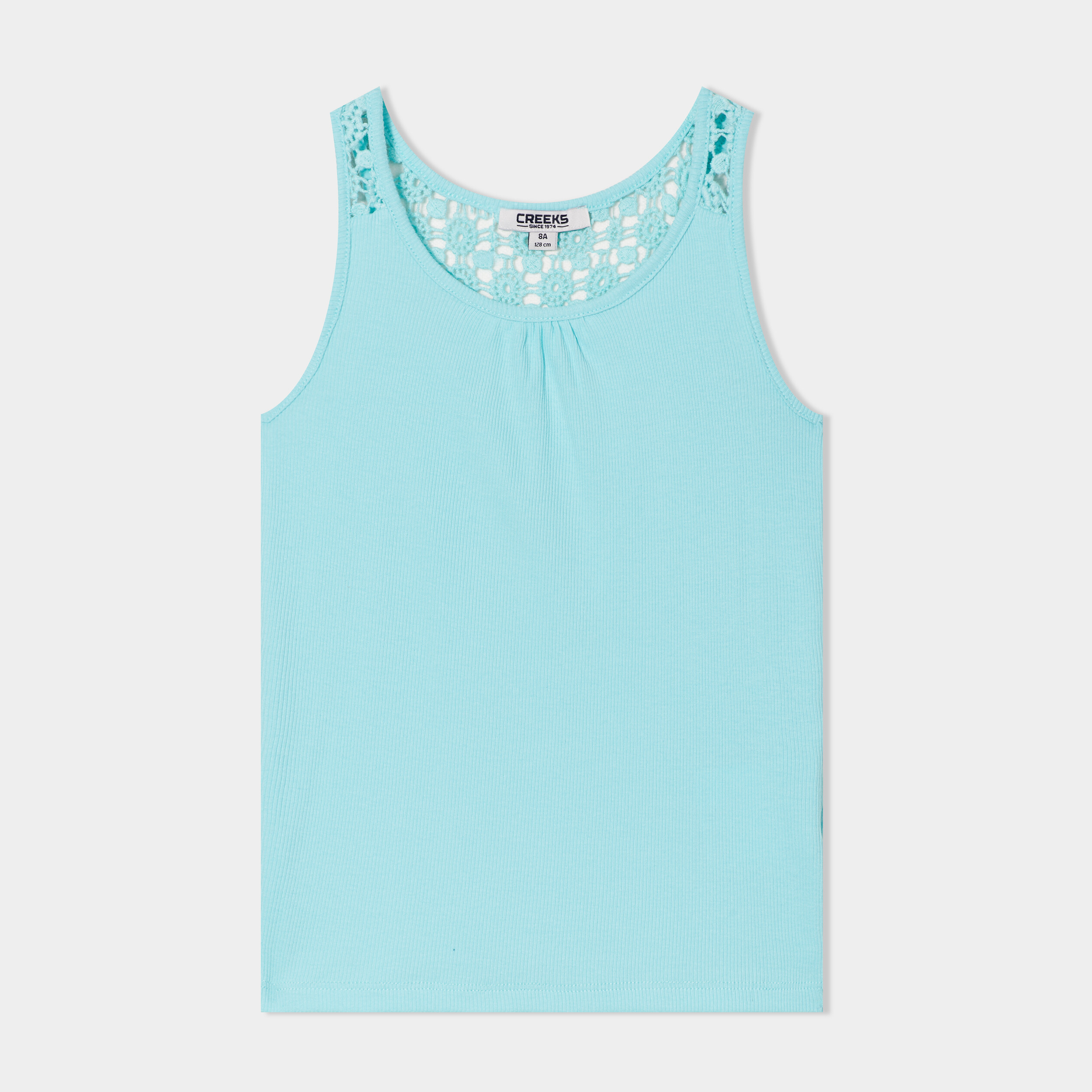 debardeur cotele dos macrame creeks bleu turquoise fille Débardeur côtelé dos macramé Creeks bleu turquoise fille