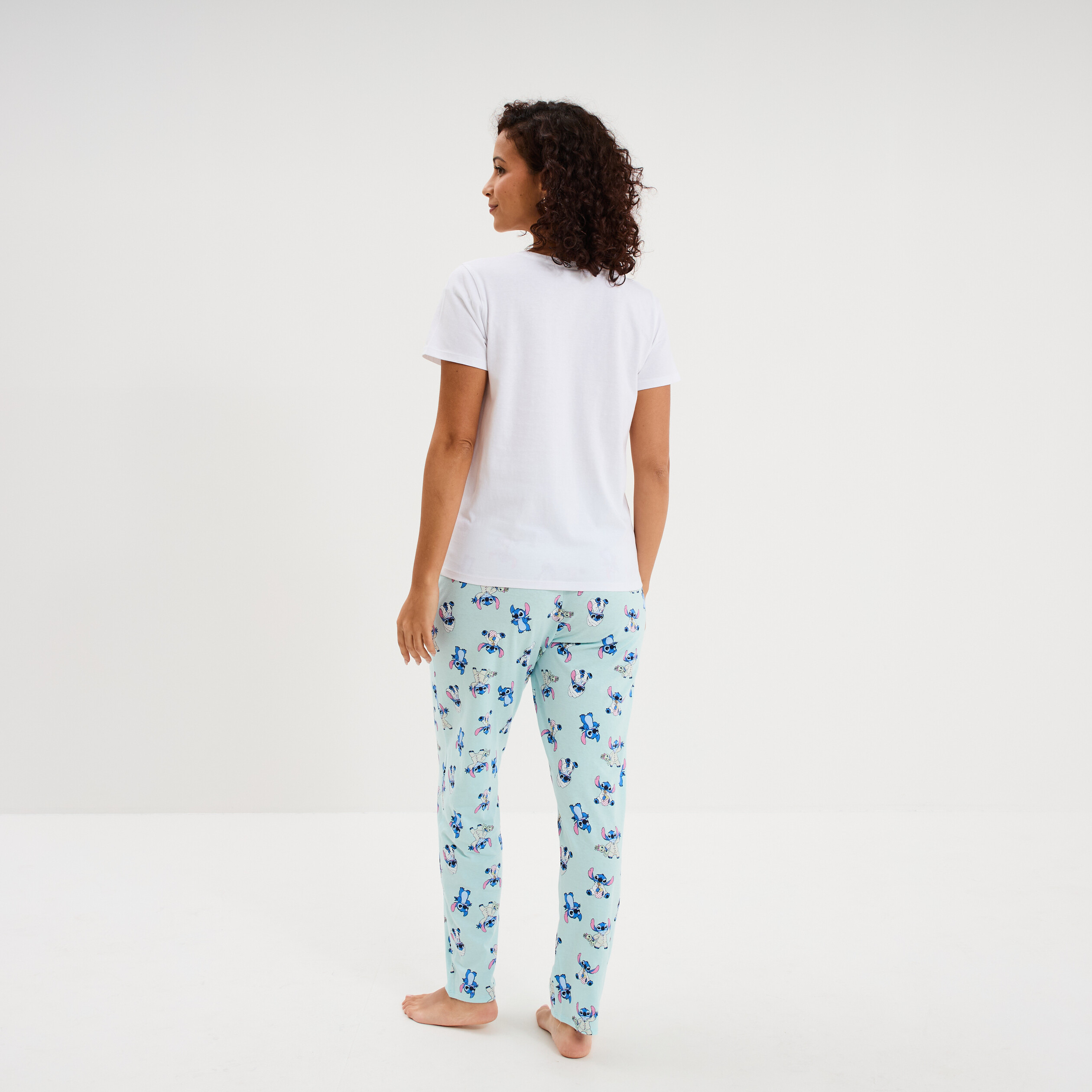 Ensemble pyjama legging coton Stitch blanc femme