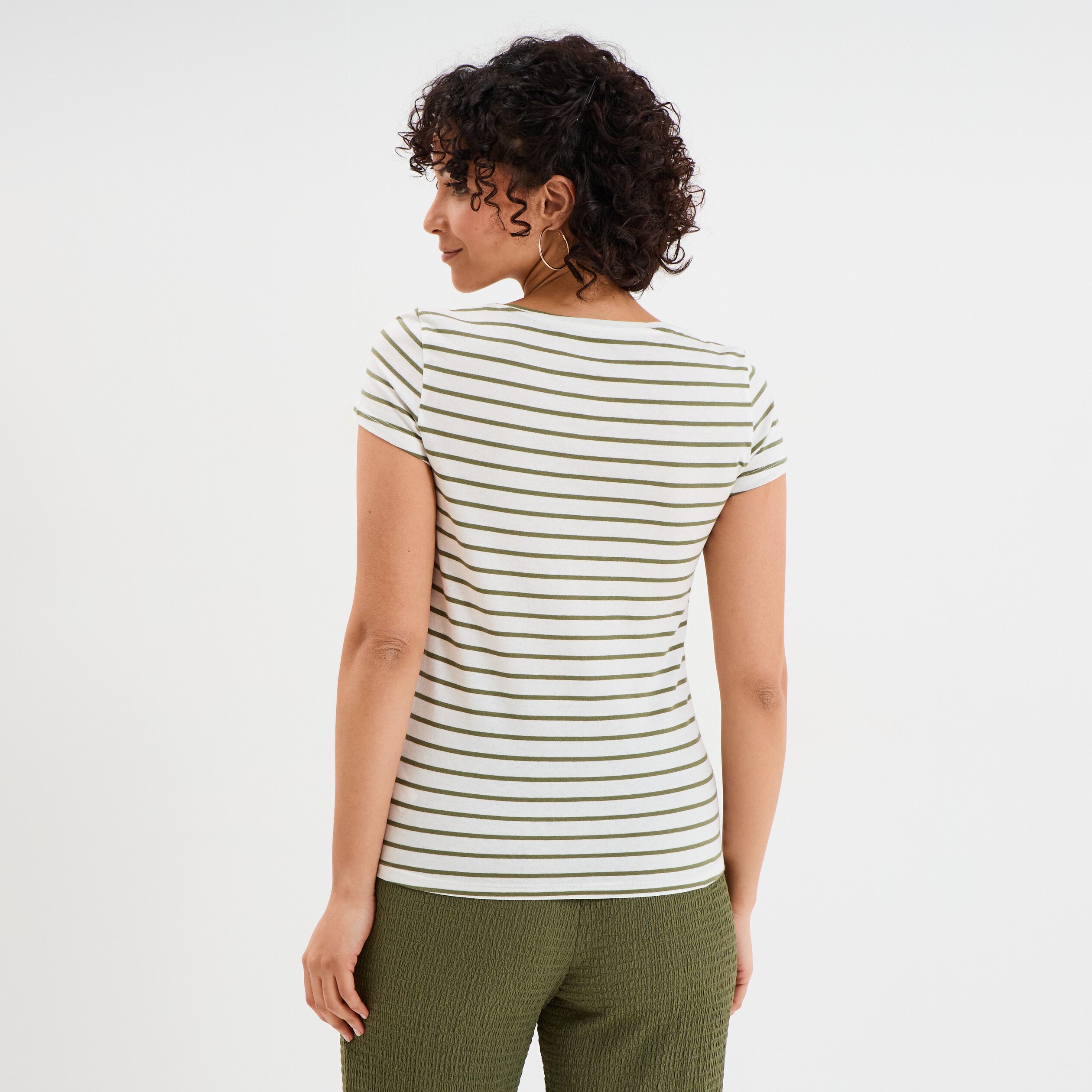 t shirt raye manches courtes ecru femme T-shirt rayé manches courtes ecru femme