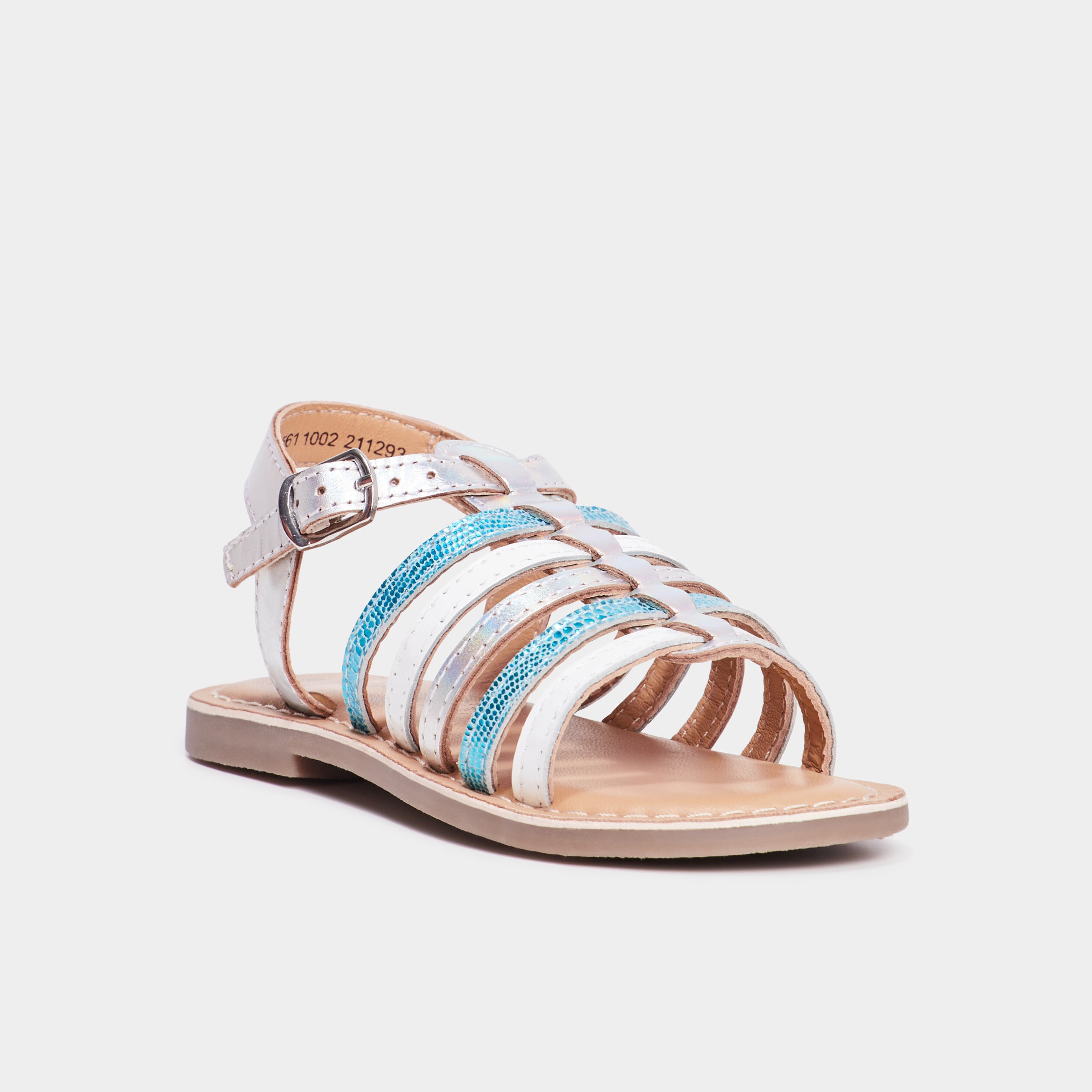 Sandales brides iris&eacute;es en cuir Creeks bleu fille