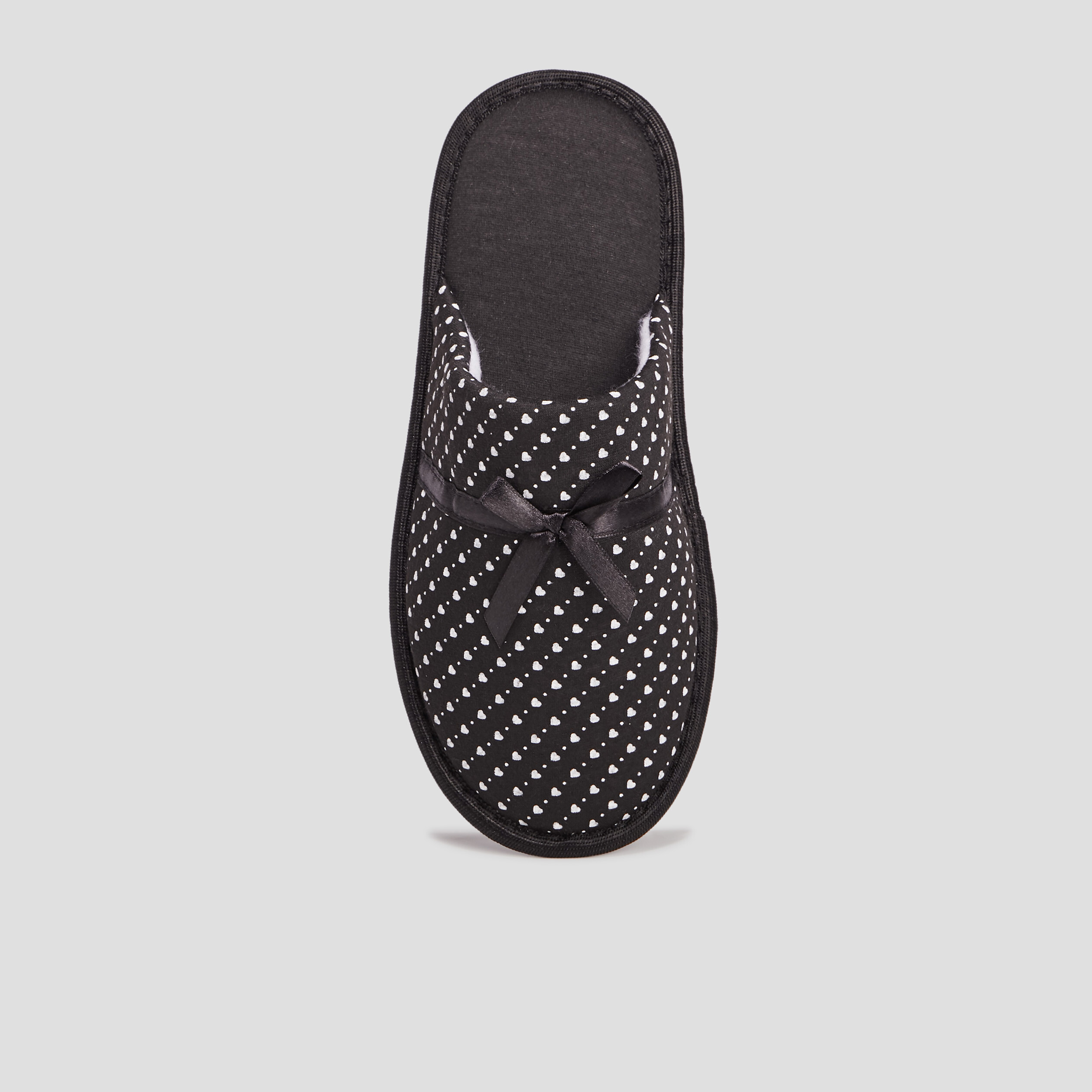 Chaussons mules petits coeurs noir femme
