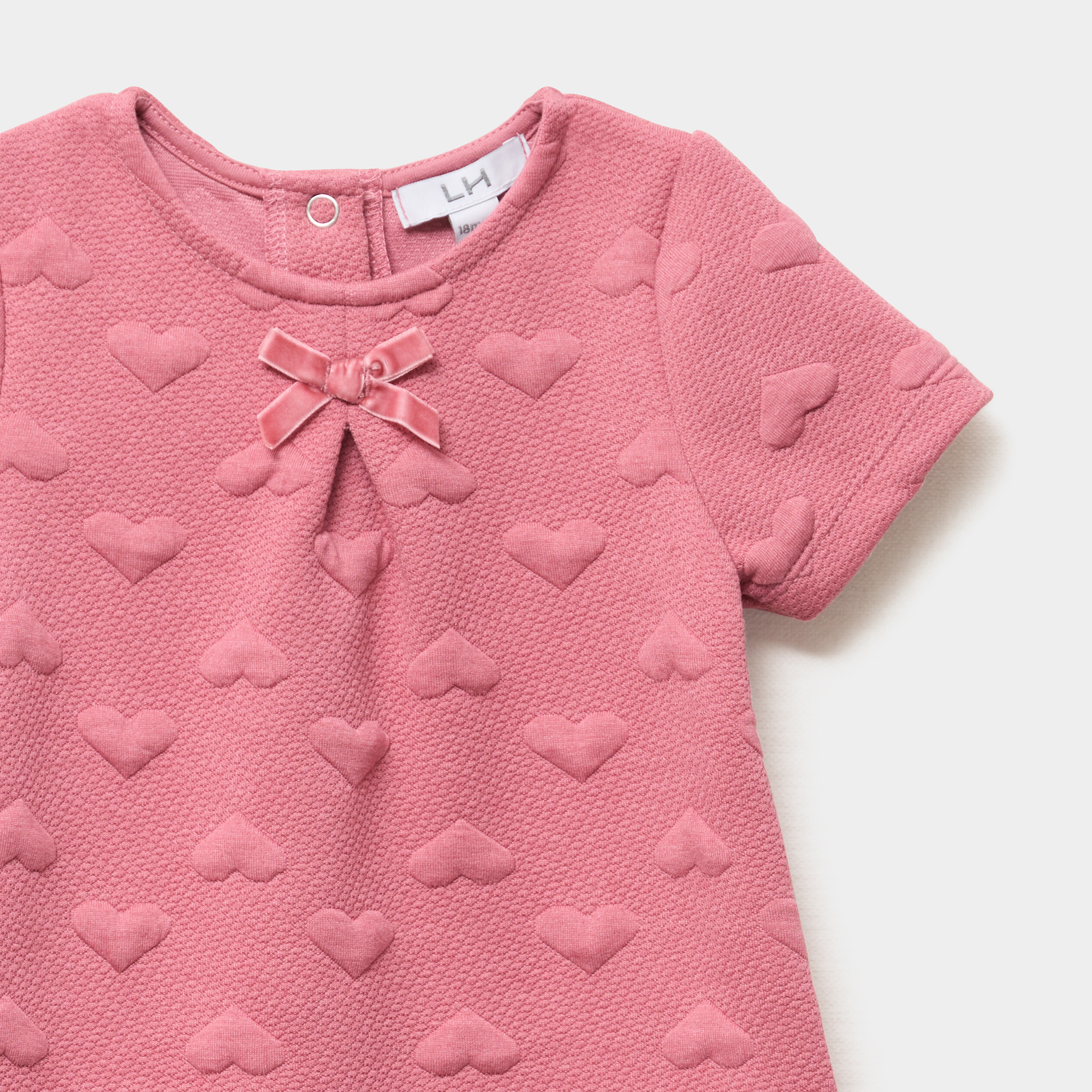 robe effet matelasse manches courtes vieux rose bebef Robe effet matelassé manches courtes vieux rose bébé fille