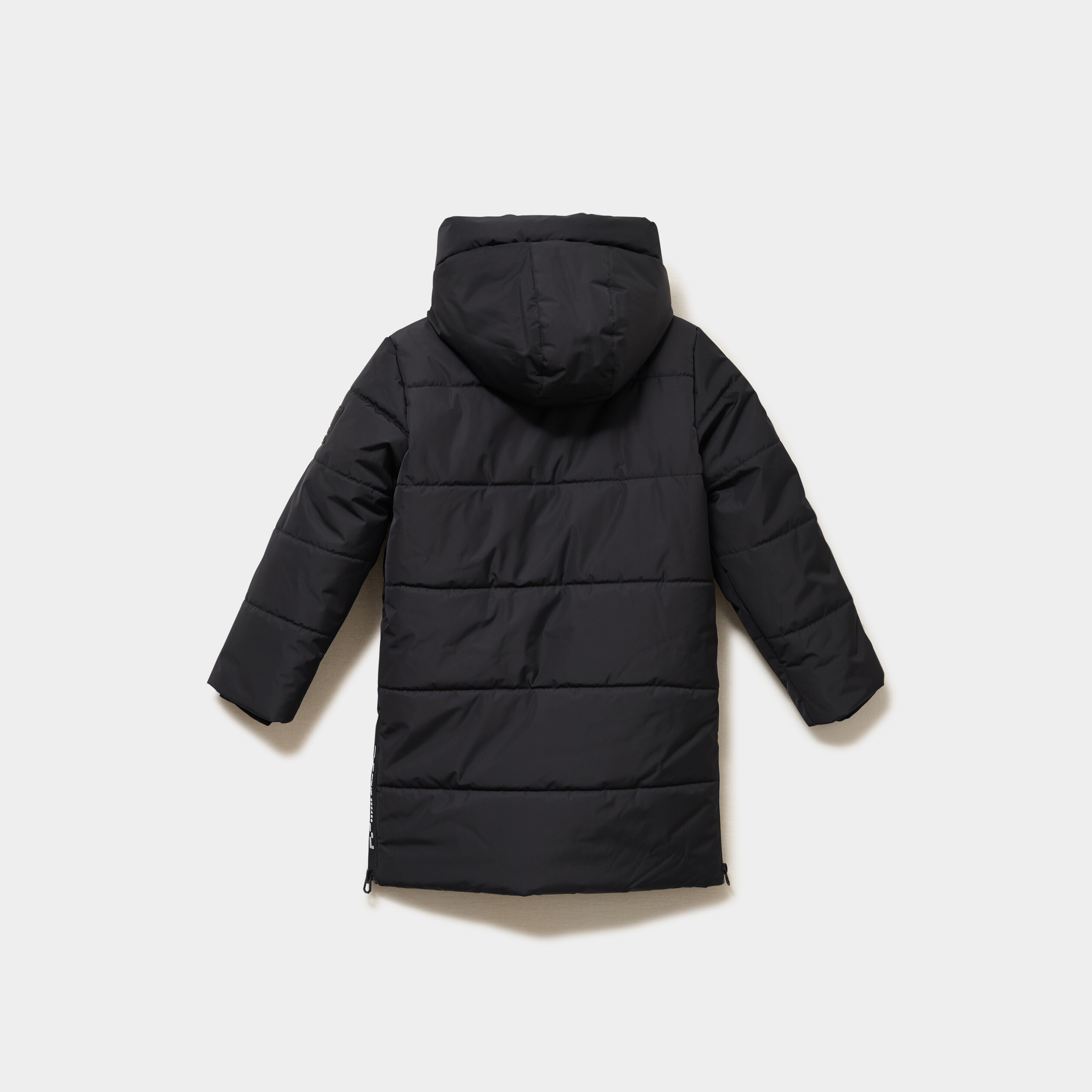 Doudoune longue d&eacute;perlante &agrave; capuche noir gar&ccedil;on