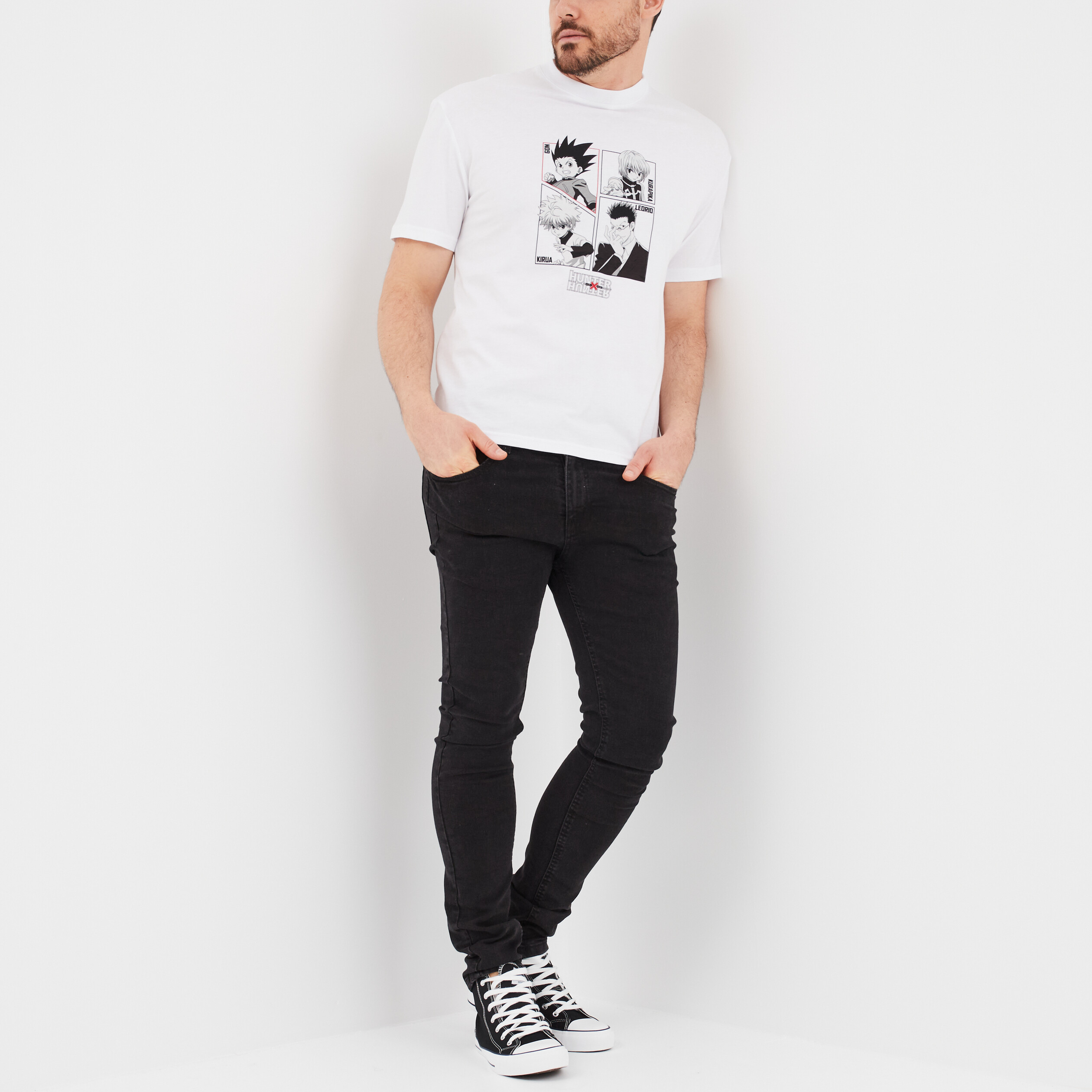 t shirt col rond hunter x hunter blanc homme T-shirt col rond Hunter X Hunter blanc homme