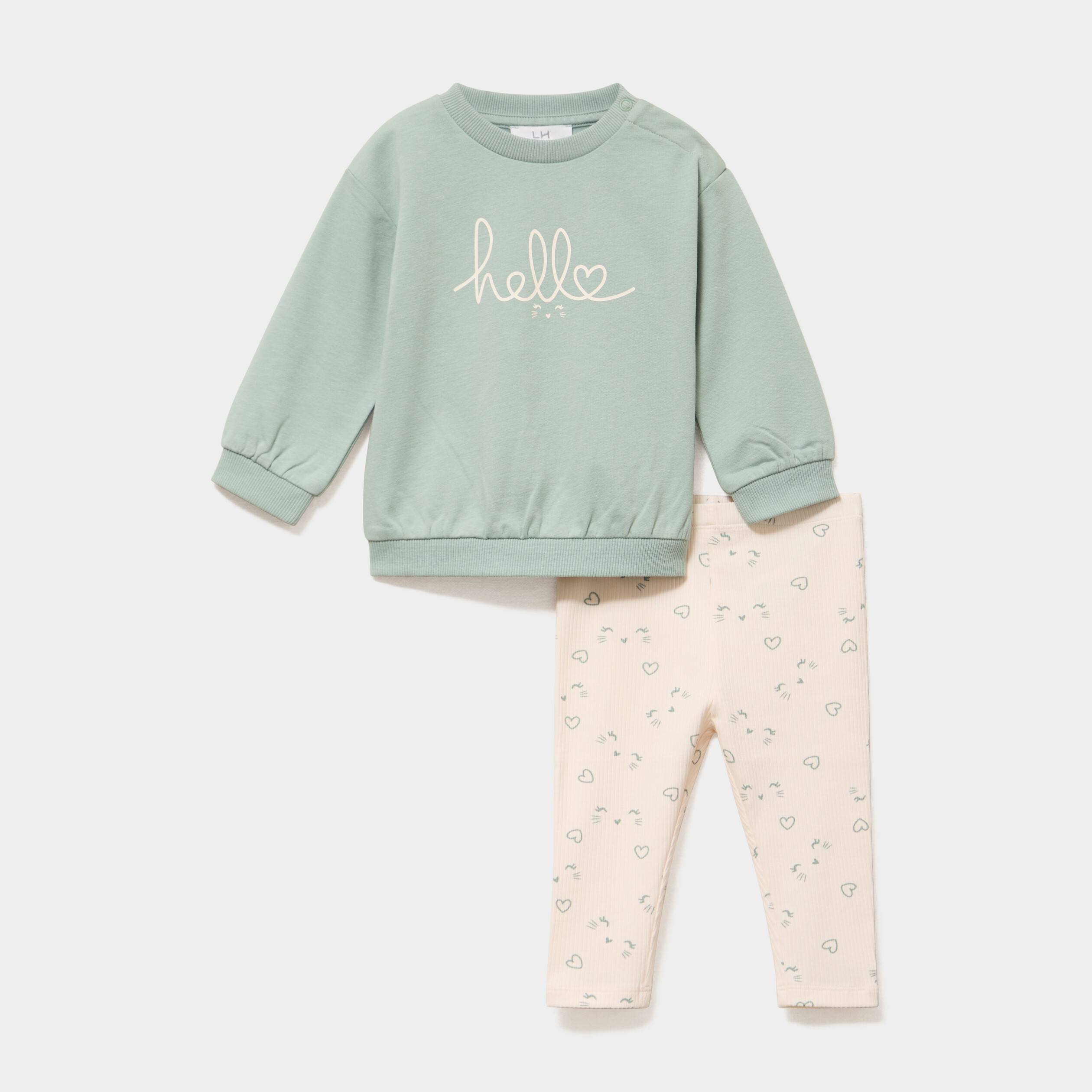 Ensemble sweat et legging ecru b&eacute;b&eacute; fille