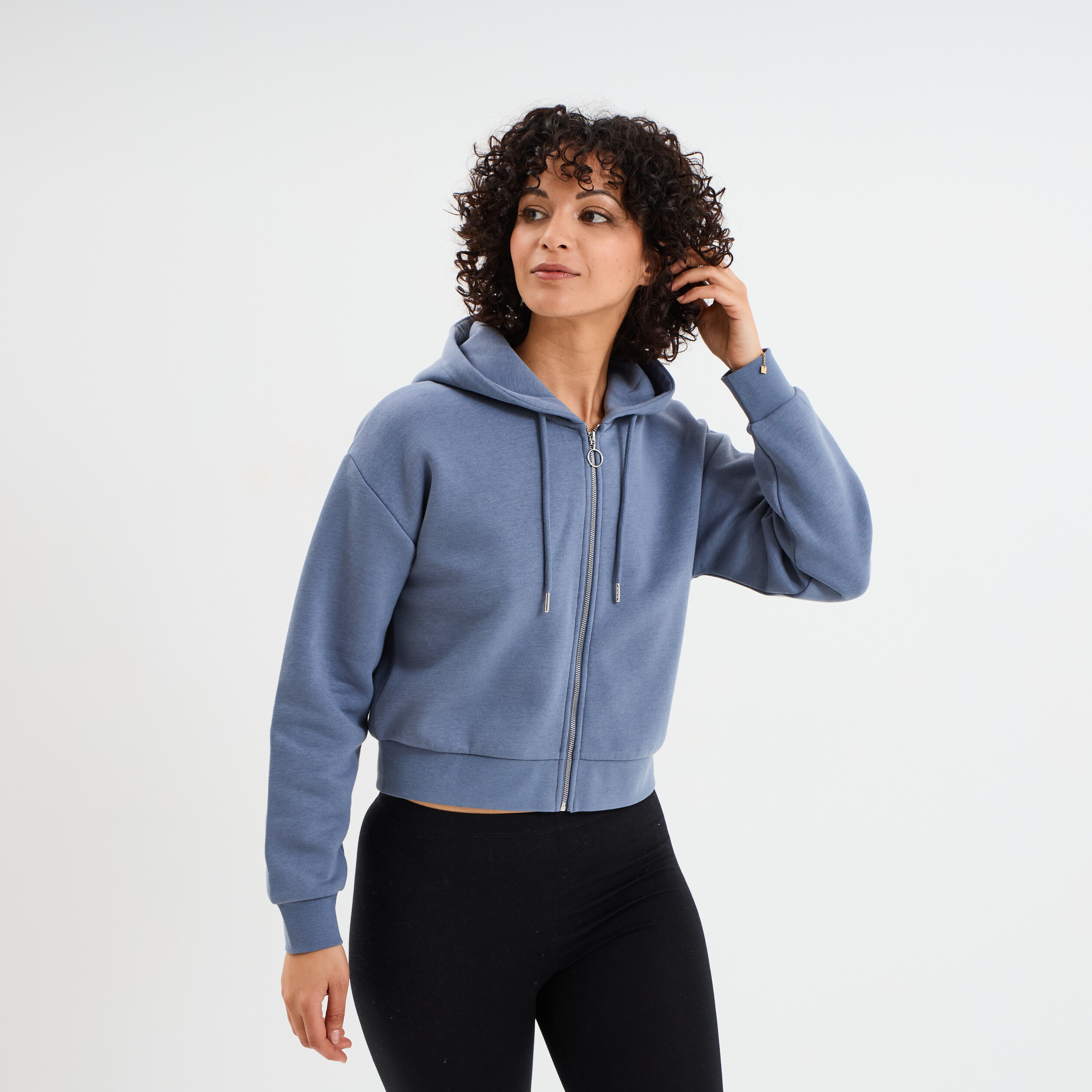 GAP Sweat à capuche semi-zippé pour femme, Pierre bleue, Petit
