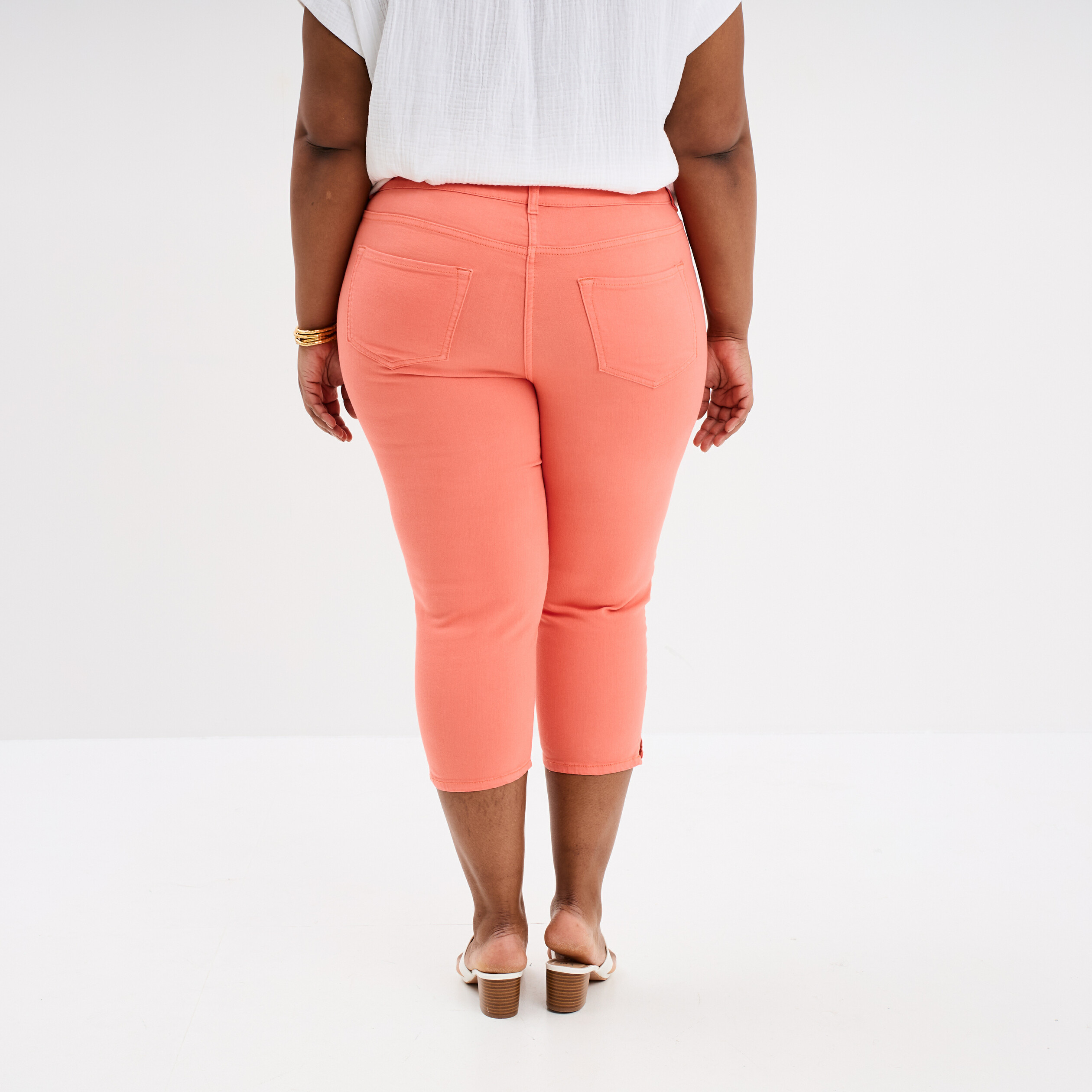 pantalon corsaire skinny taille haute rose corail femmegt Pantalon corsaire skinny taille haute rose corail femme grande taille