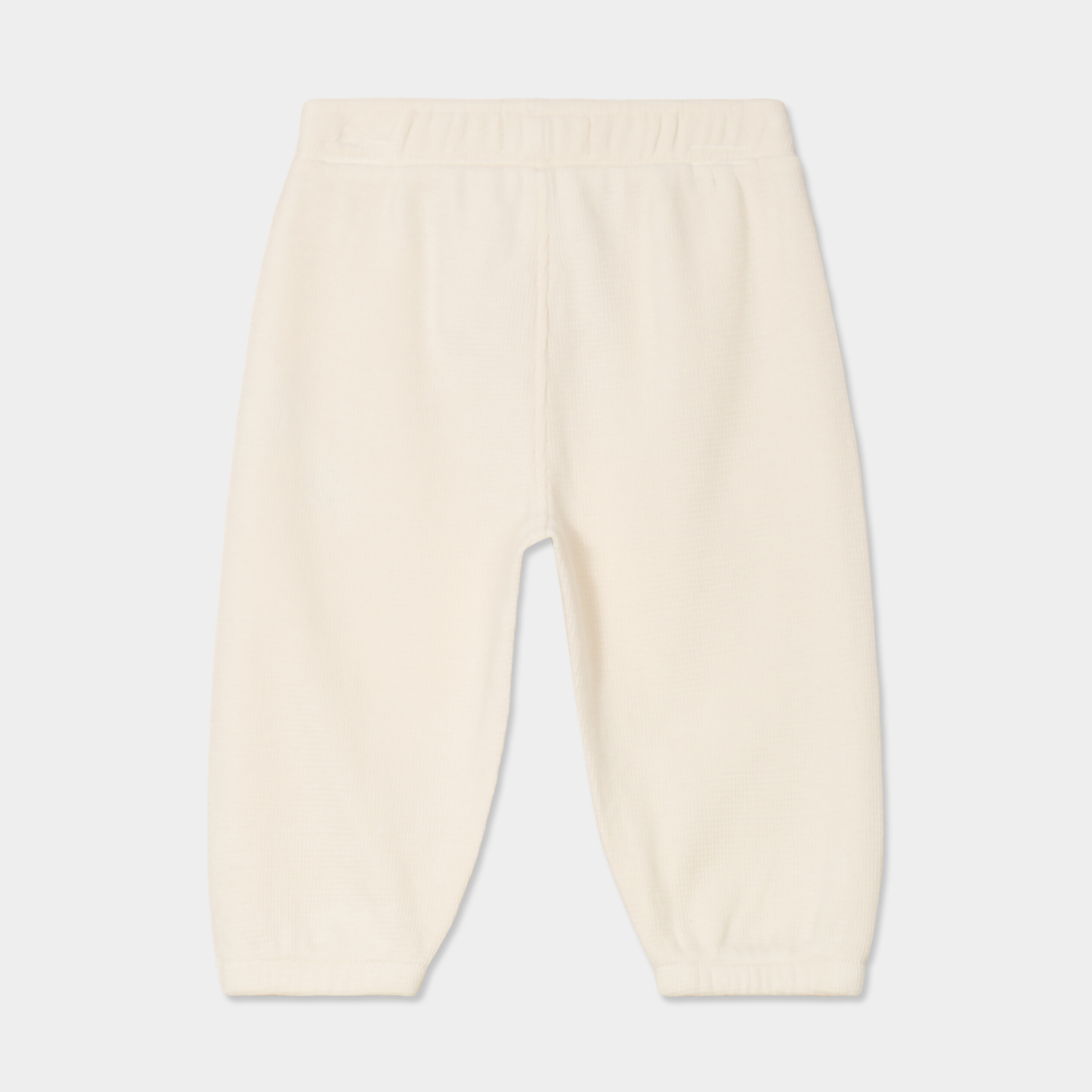 Pantalon droit bas resserr&eacute; coton ecru b&eacute;b&eacute; gar&ccedil;on