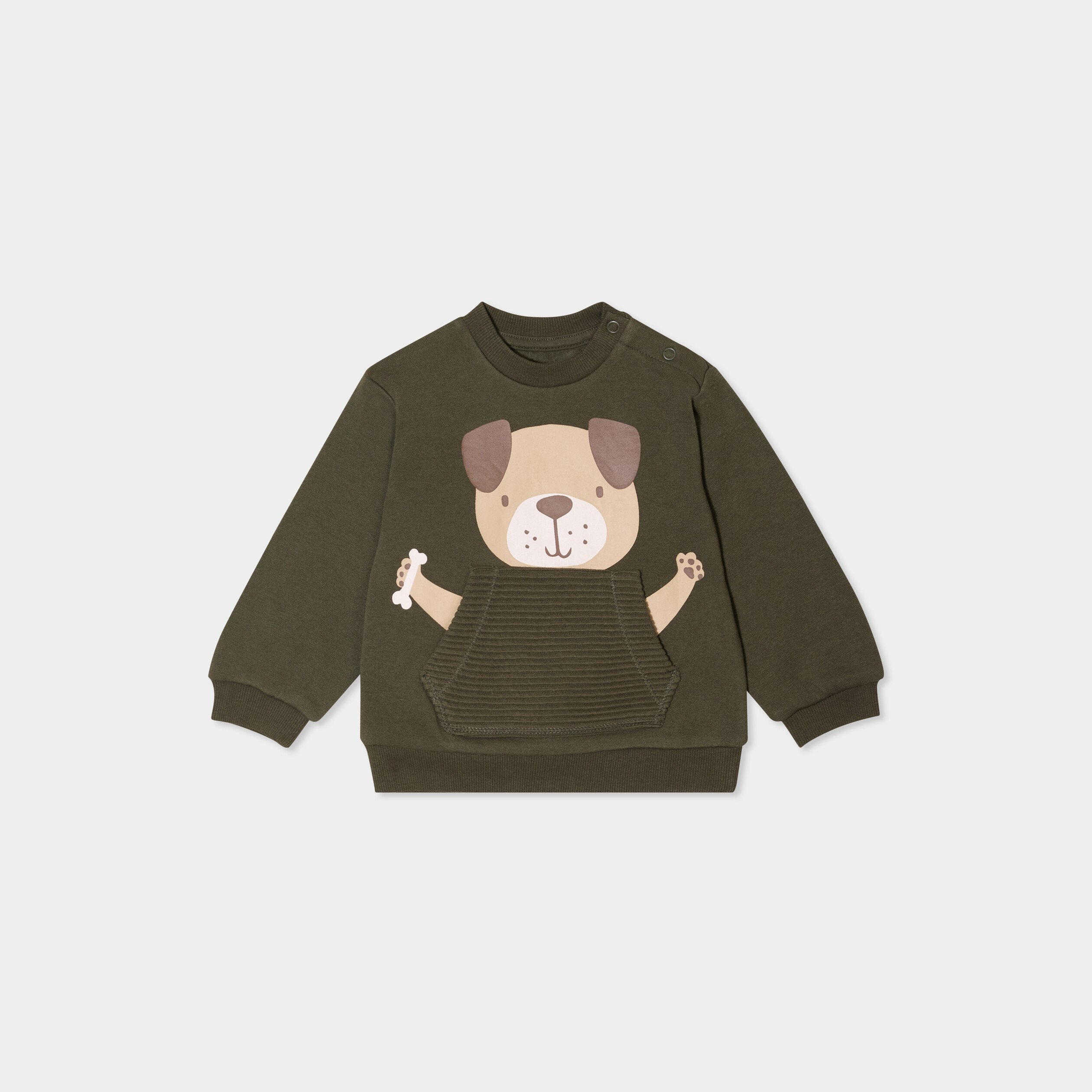 sweat avec poche manches longues vert kaki bebeg Sweat avec poche manches longues vert kaki bébé garçon
