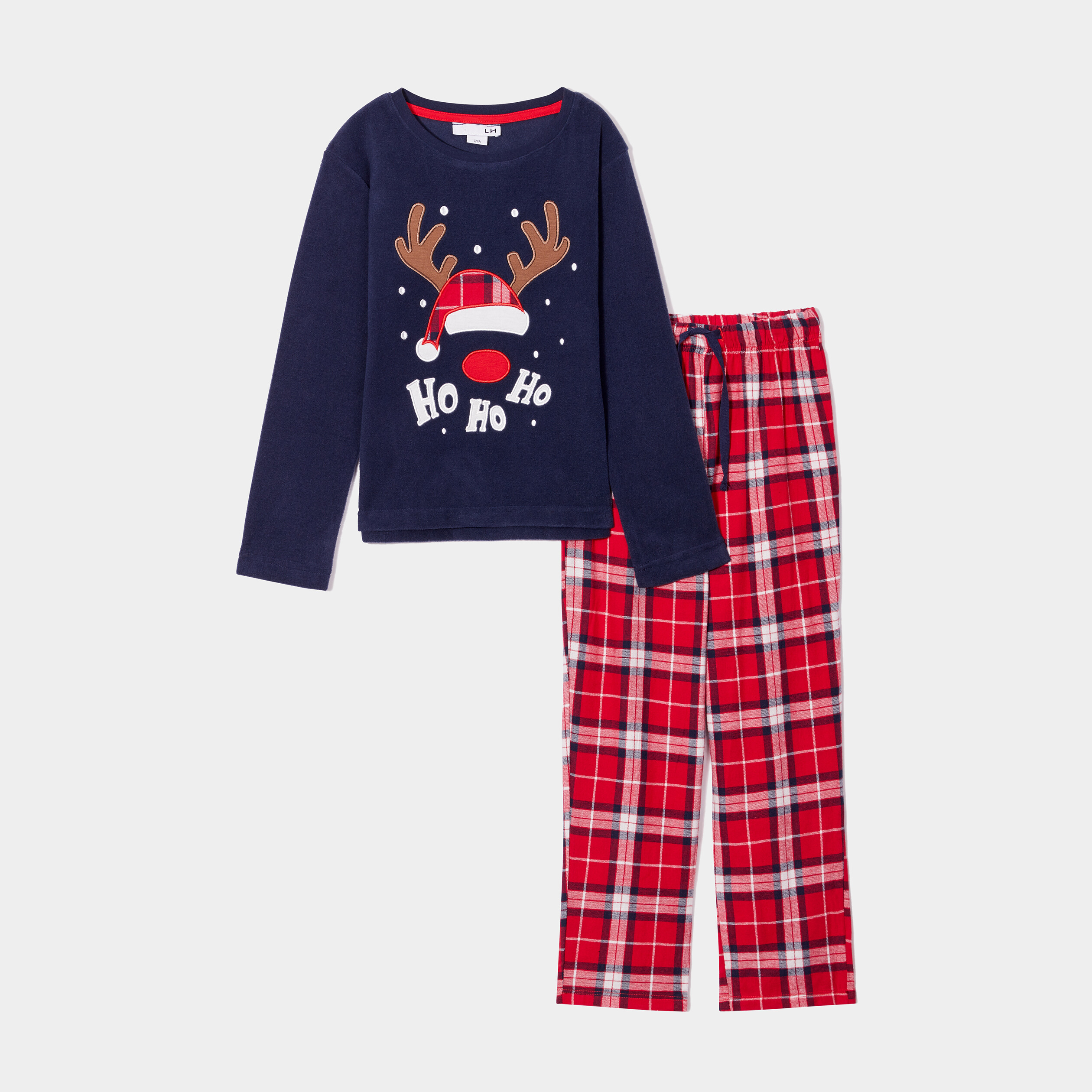 Ensemble Noël pièces effet polaire bleu marine garçon