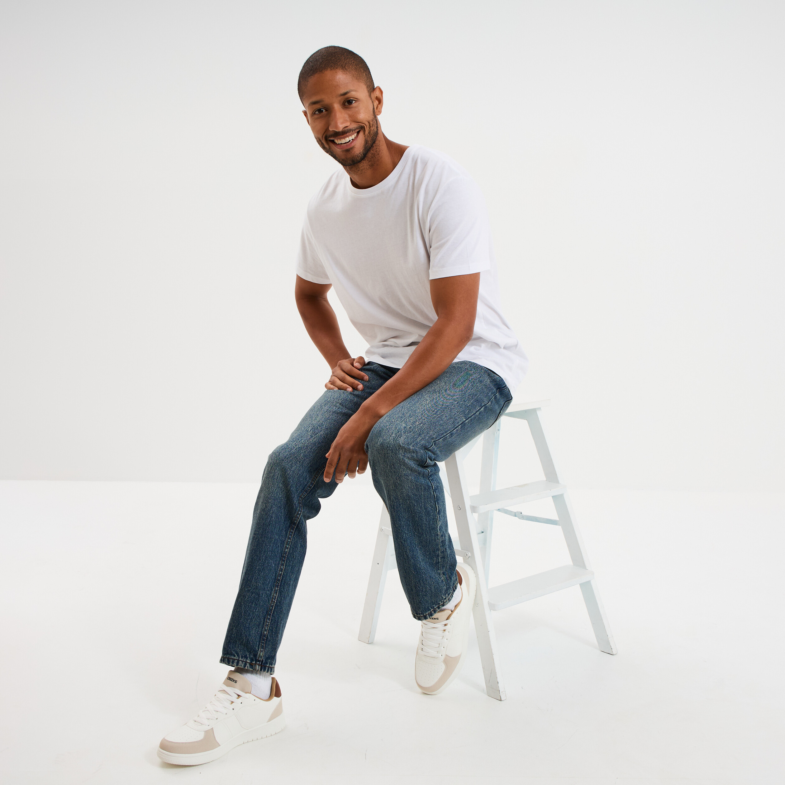 jeans regular 5 poches coton denim dirty homme Jeans regular 5 poches coton denim dirty homme