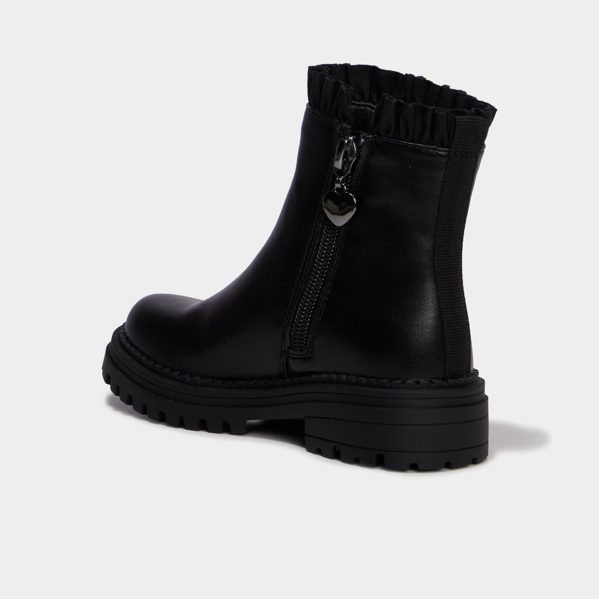 Boots chelsea zipp&eacute;es avec volants noir fille