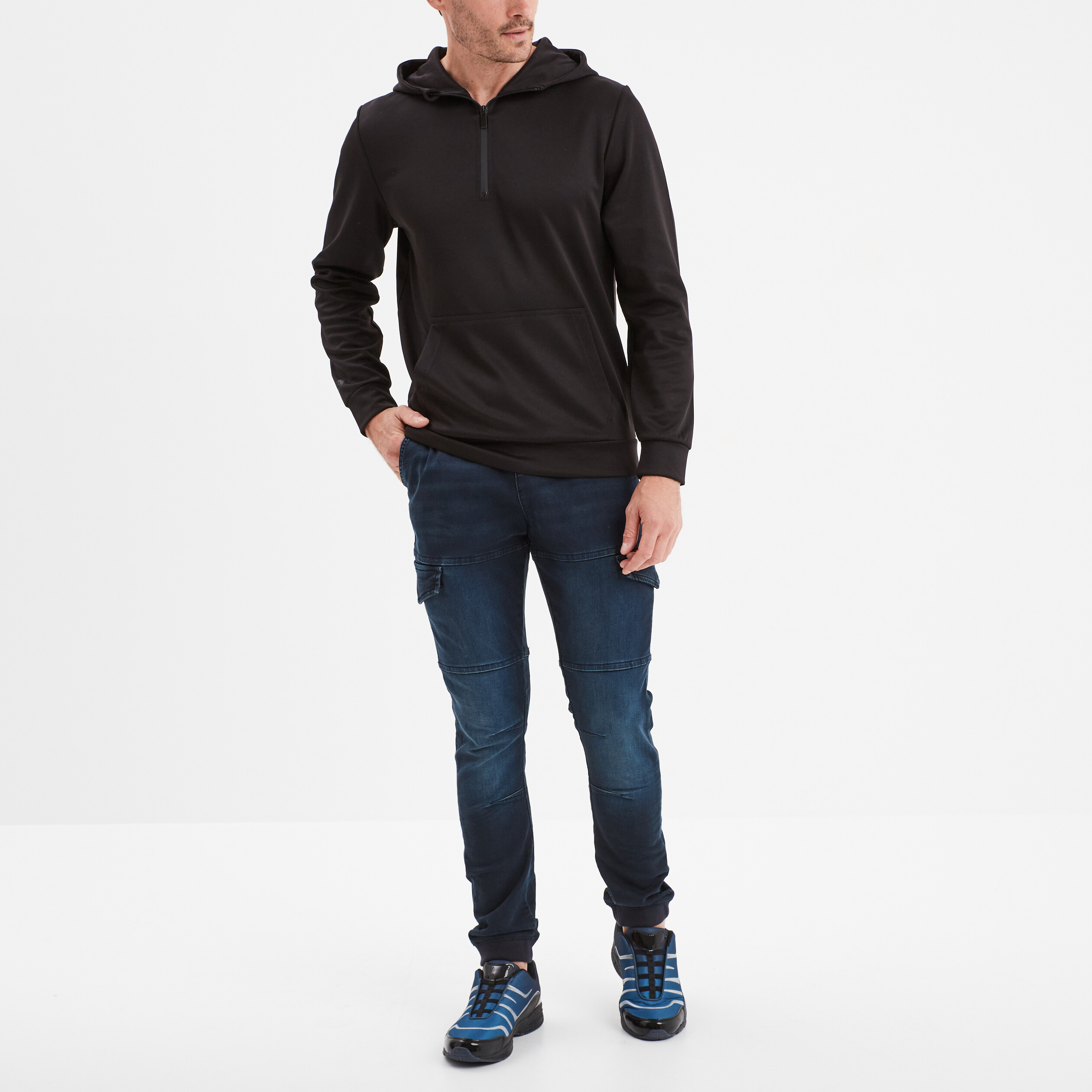 pantalon skinny stretch 2 poches cotes denim blue black homme Pantalon skinny stretch 2 poches côtés denim blue black homme