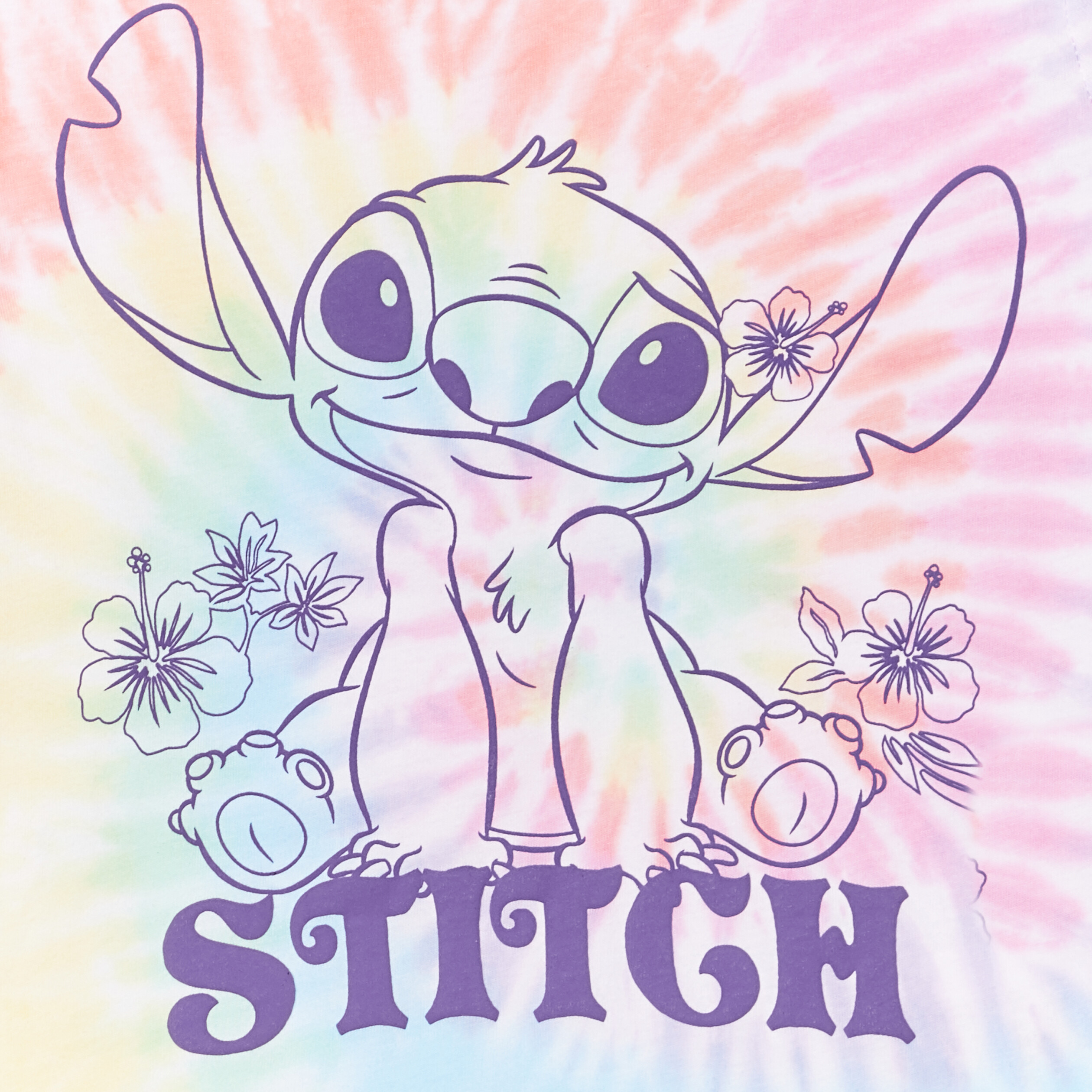 t shirt col rond manches courtes stitch multicolore fille T-shirt col rond manches courtes Stitch multicolore fille