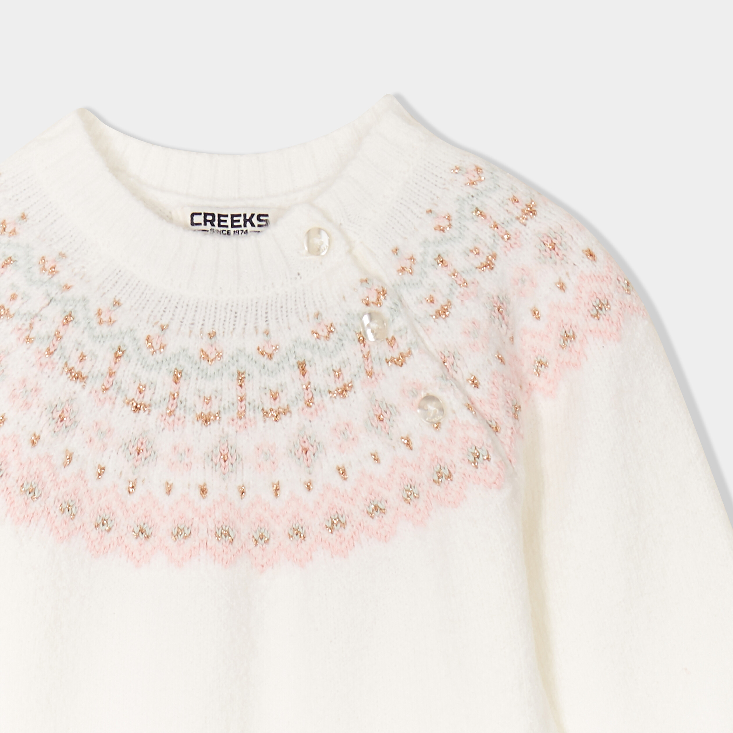 Ensemble robe pull et collants Creeks blanc b&eacute;b&eacute; fille