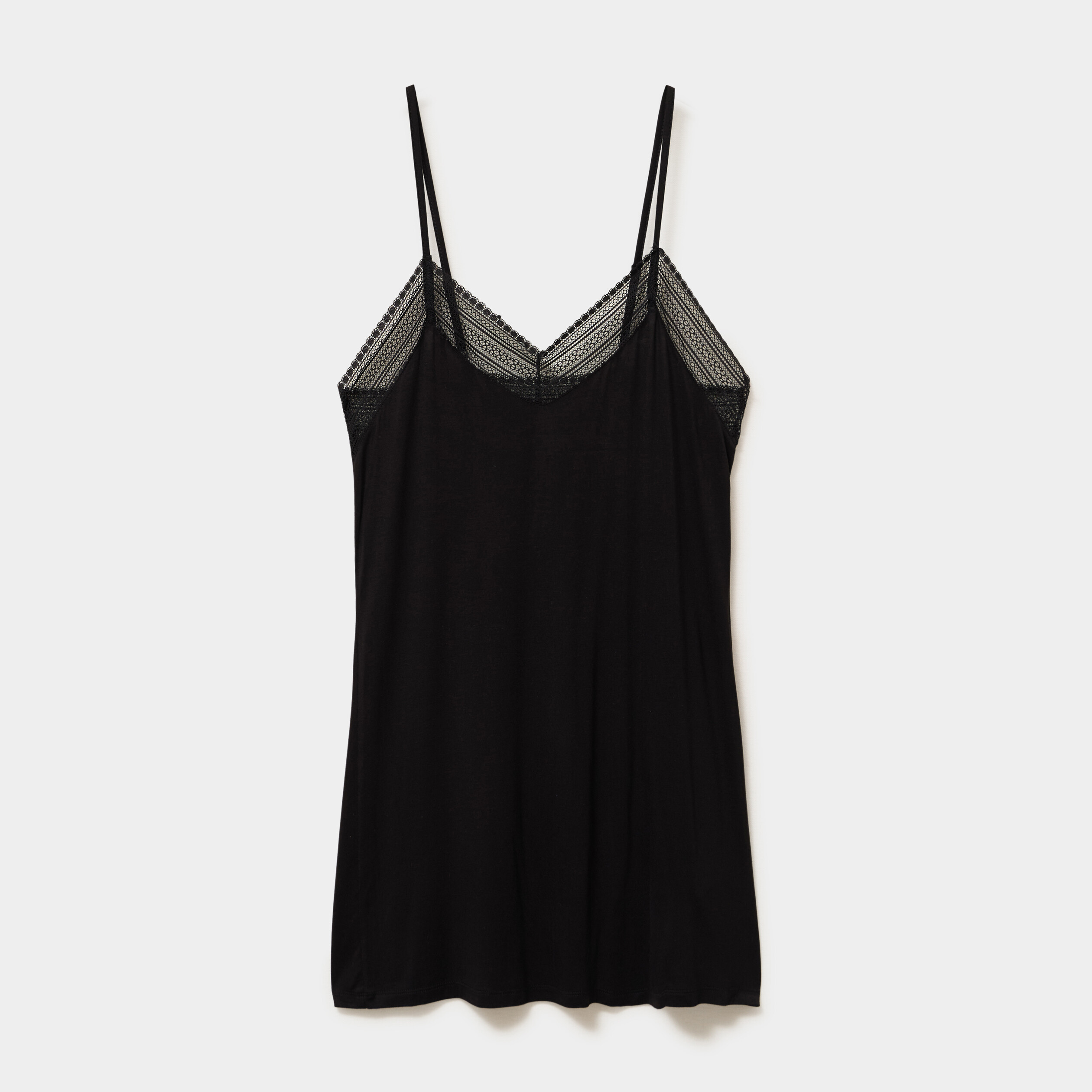 Nuisette col V courte avec dentelle noir femme