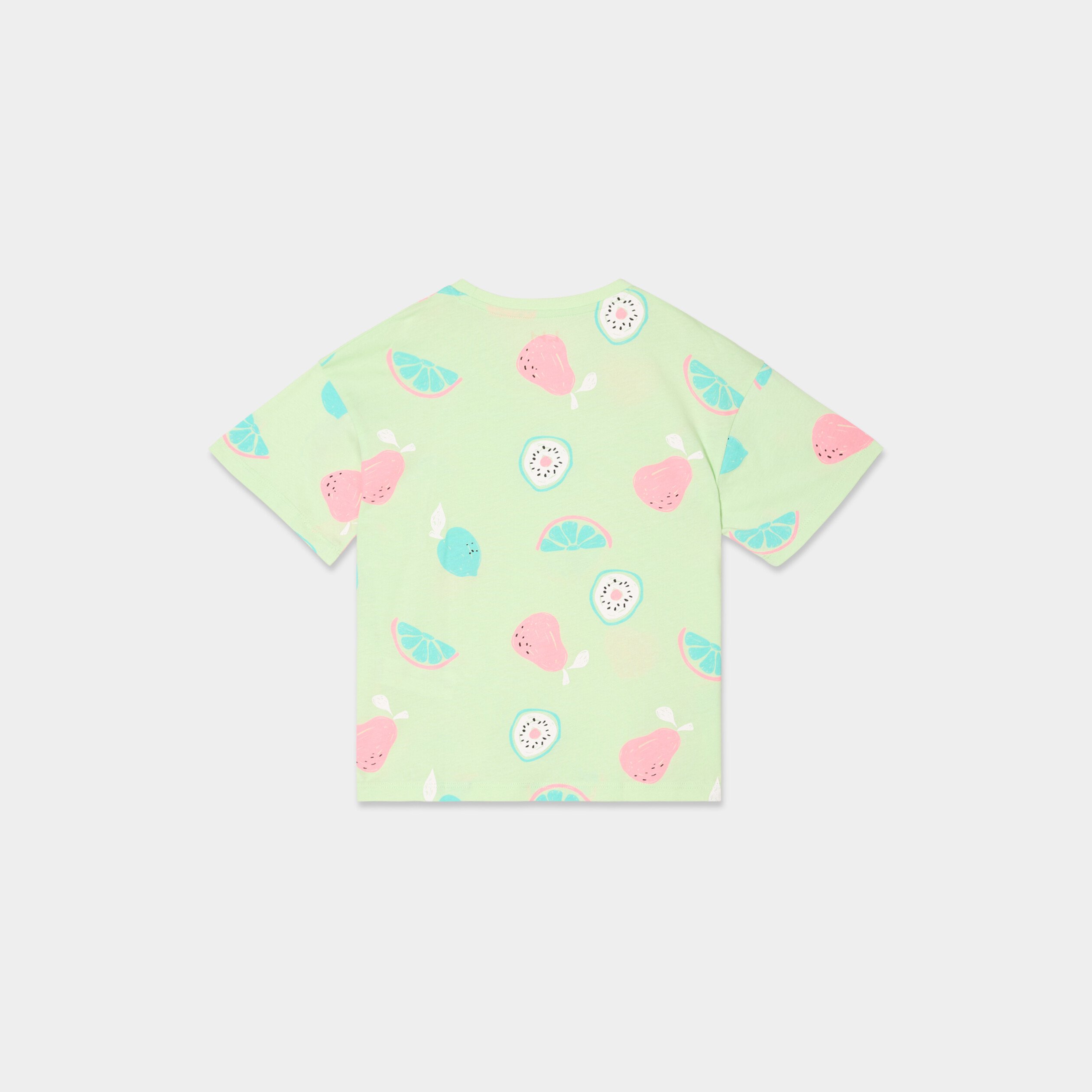 t shirt col rond manches courtes coton vert anis fille T-shirt col rond manches courtes coton vert anis fille