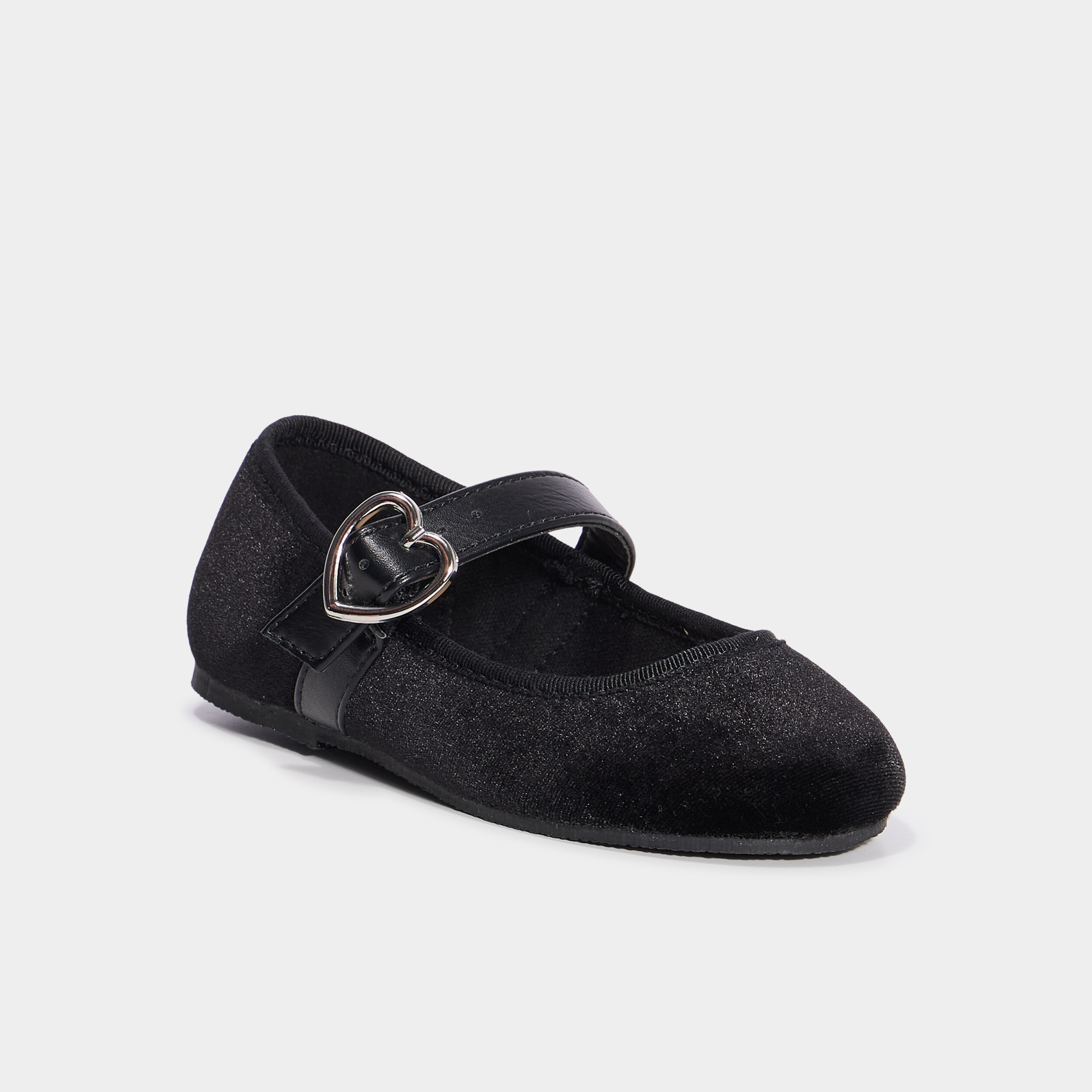 Ballerines effet velours noir fille