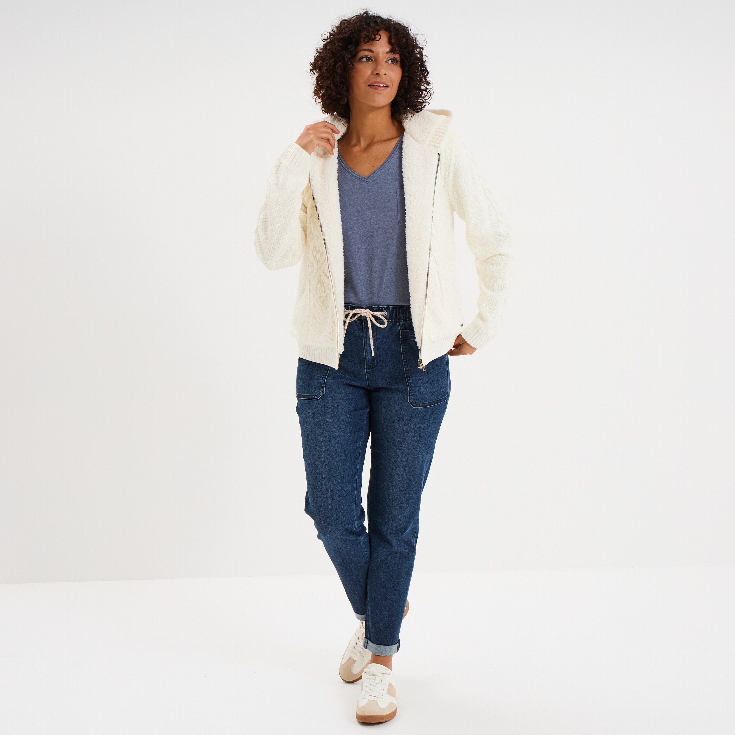 t shirt col v poche poitrine creeks bleu gris femme T-shirt col v poche poitrine Creeks bleu gris femme