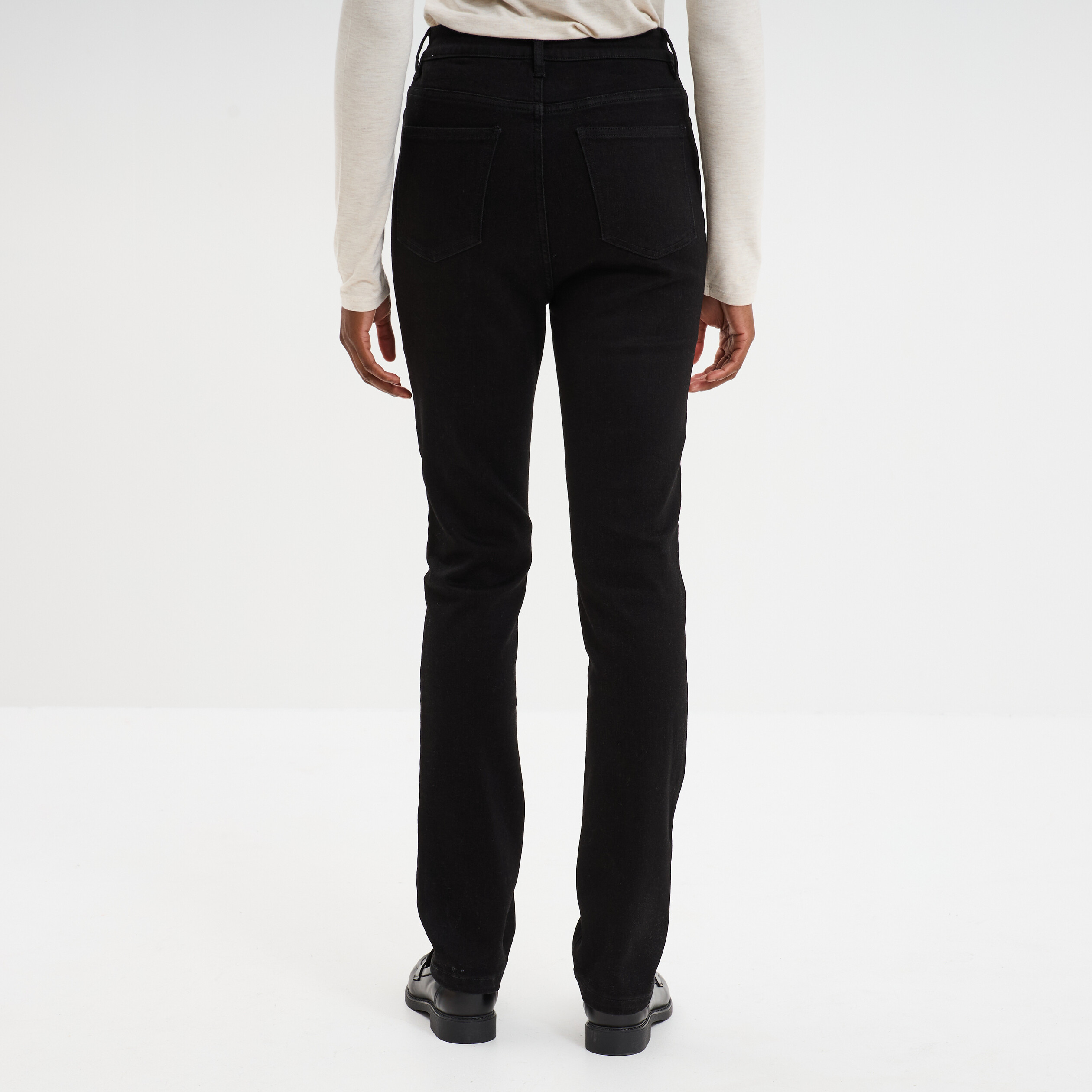 Jeans skinny taille haute 5 poches denim noir femme