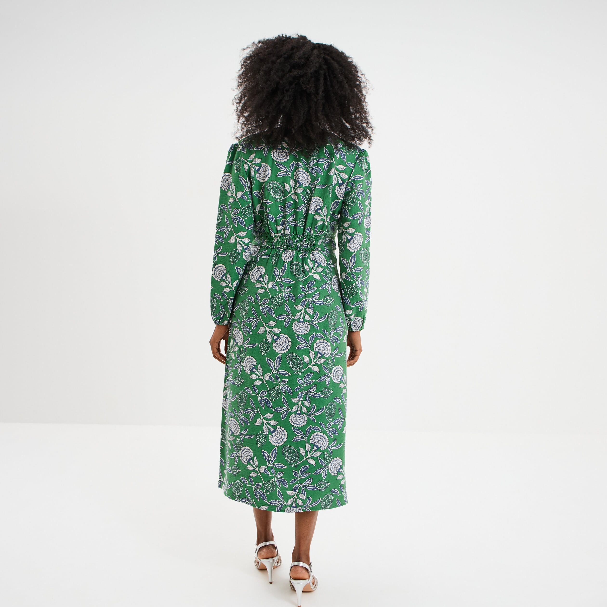 Robe longue empire manches longues vert menthe femme
