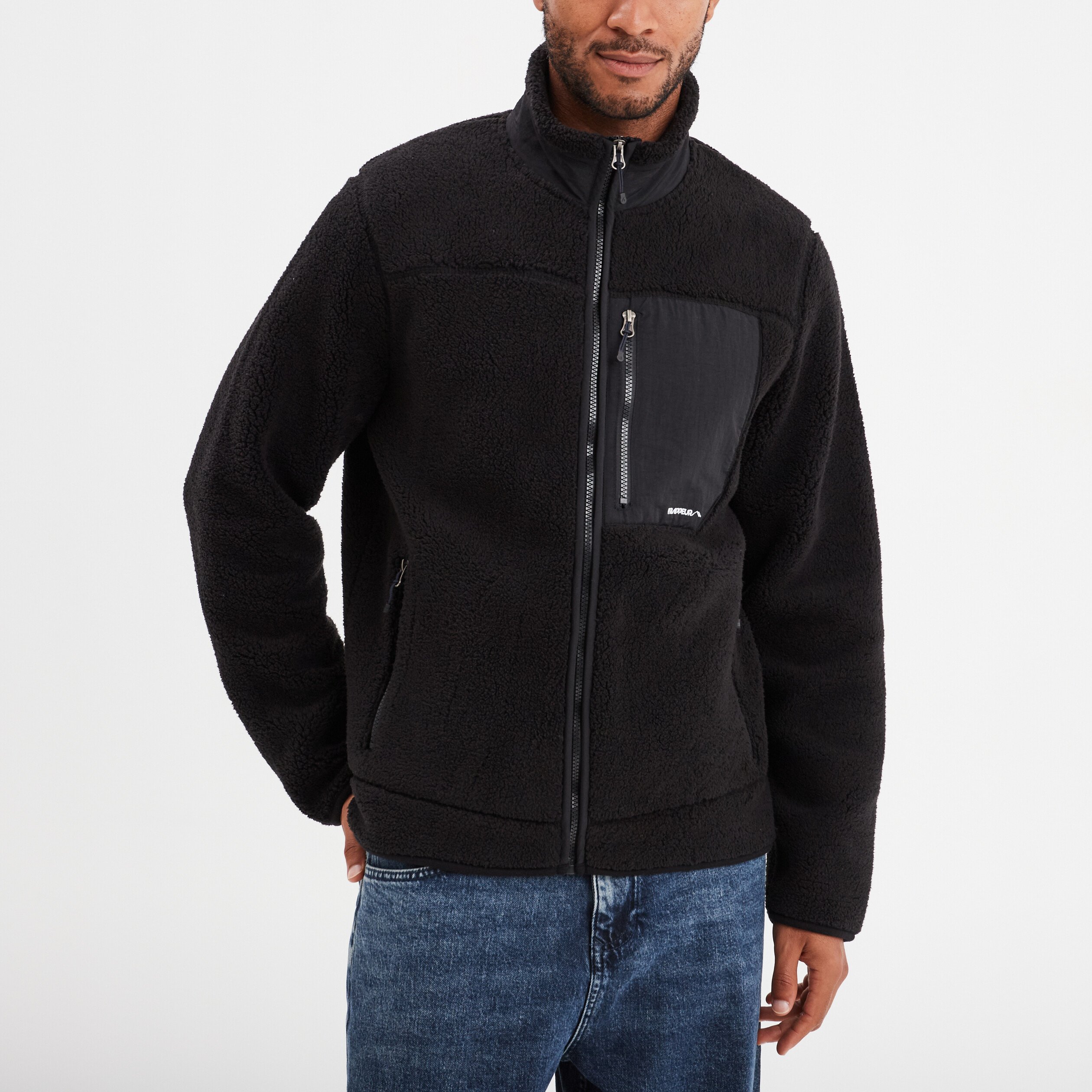 gilet effet sherpa zippe noir homme Gilet effet sherpa zippé noir homme