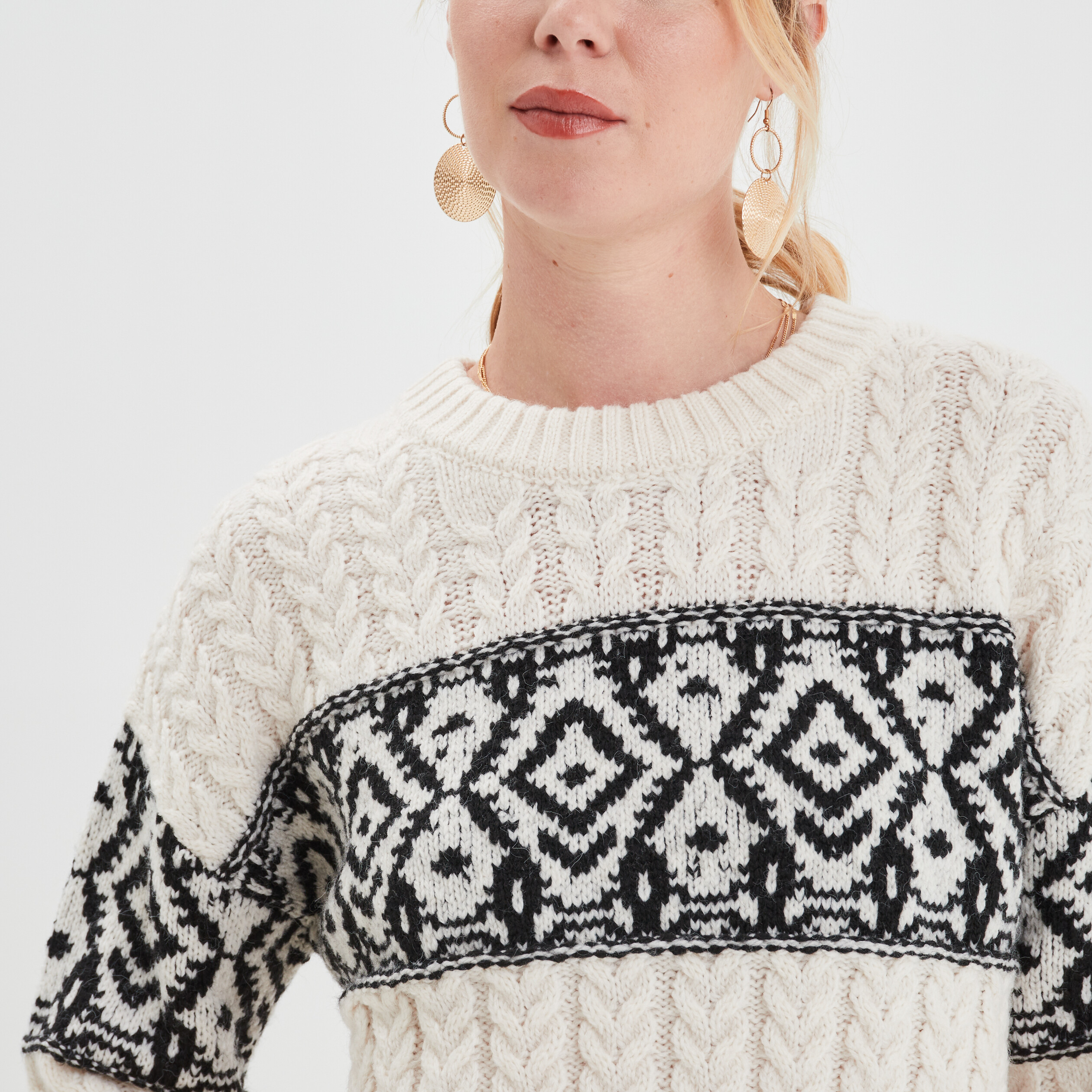 Pull avec torsades Liberto ecru femme