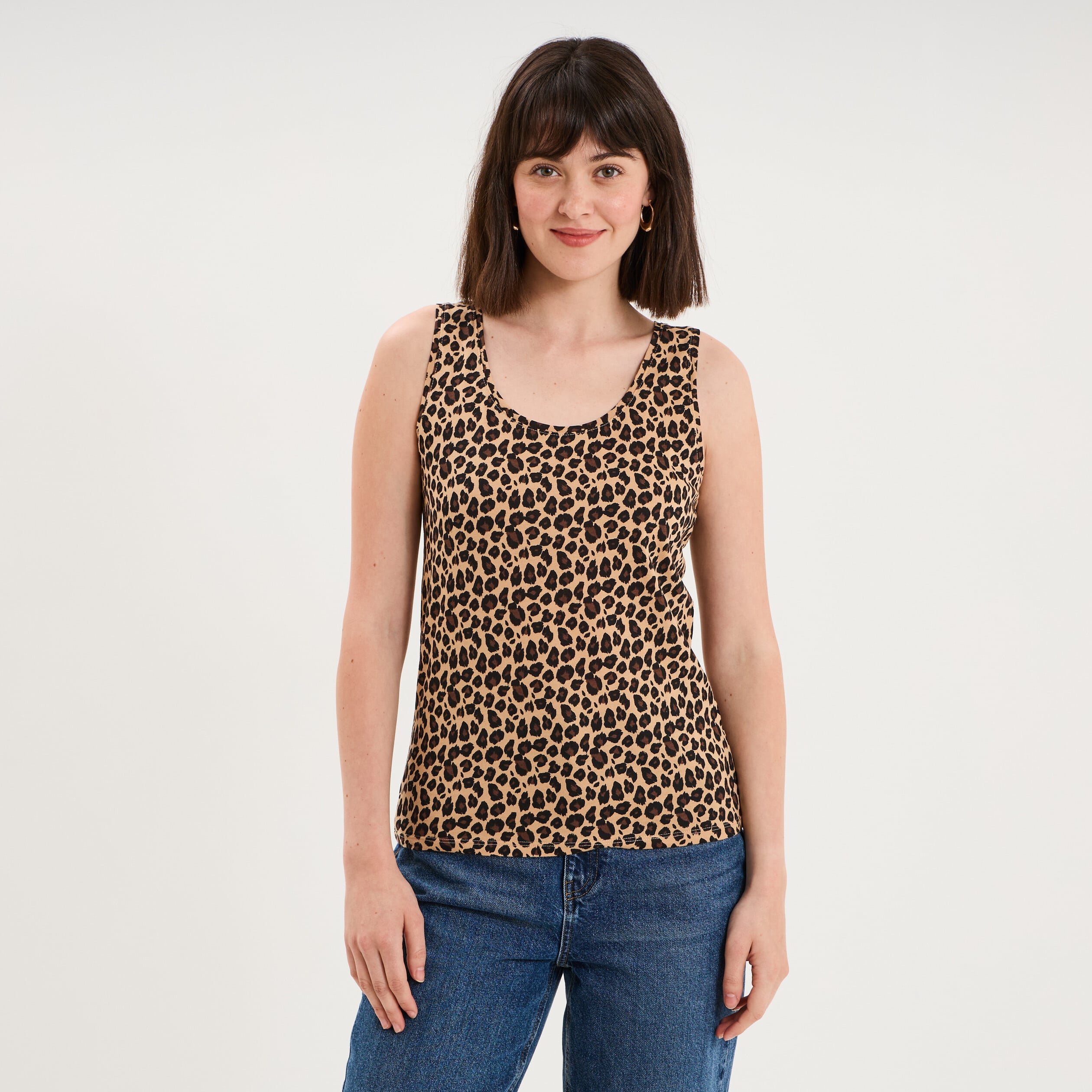 D&eacute;bardeur coton bretelles larges beige femme