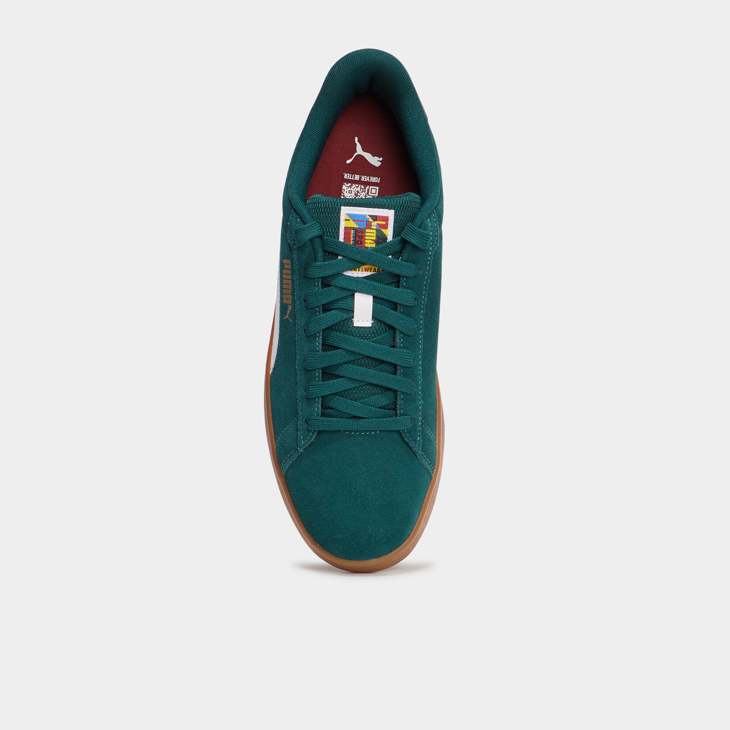 Tennis basses &agrave; lacets en cuir Puma vert homme