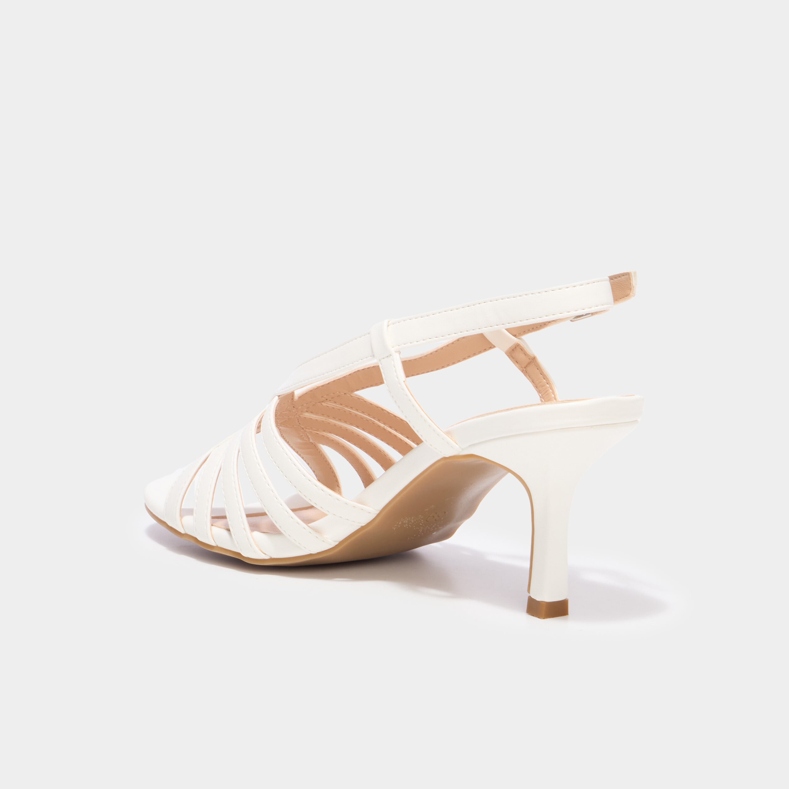 Sandales &agrave; talons avec bride blanc femme