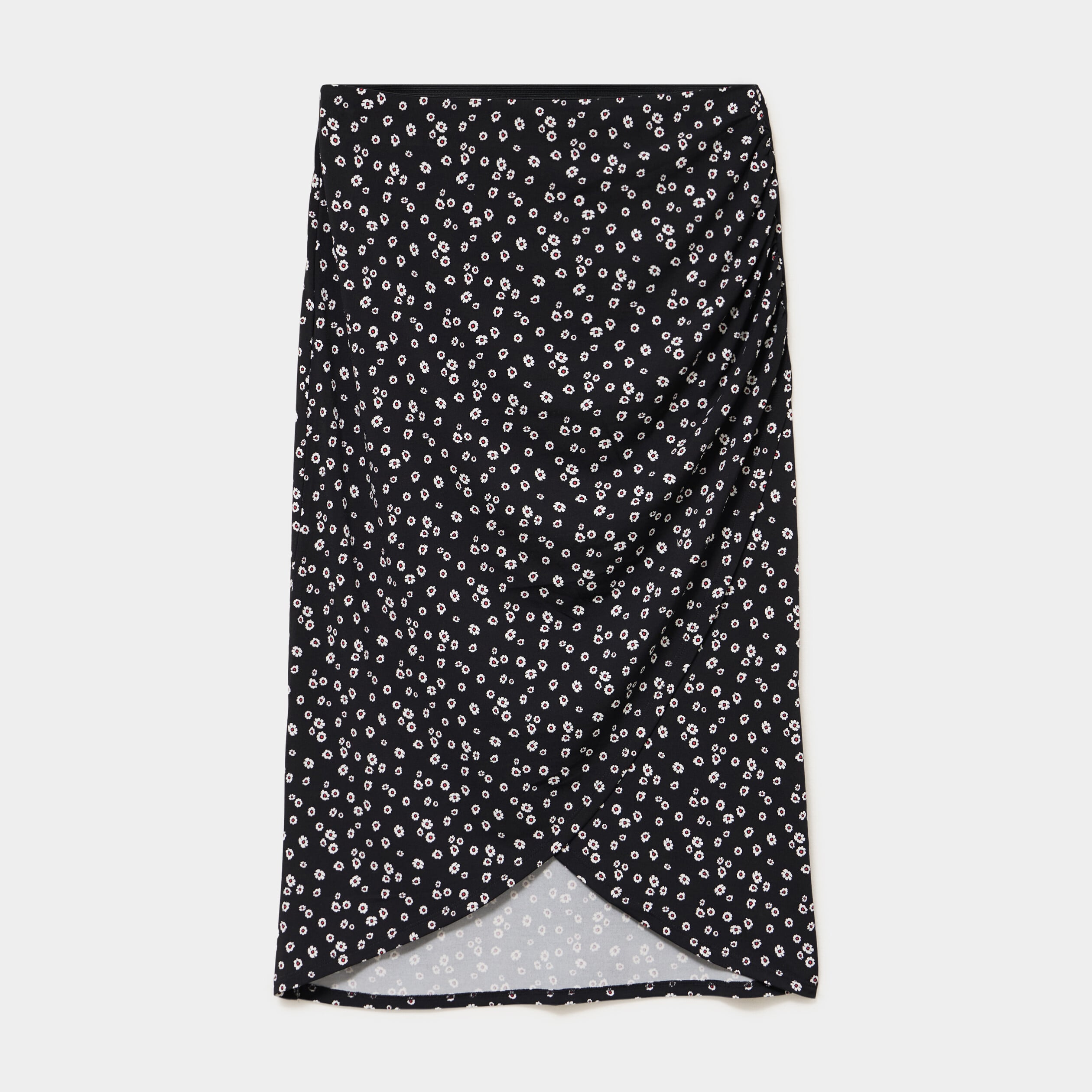 Jupe longue portefeuille stretch noir femme