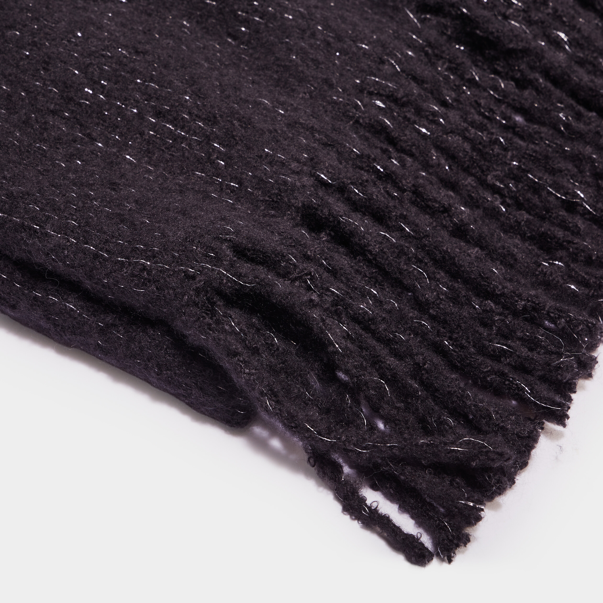&Eacute;charpe &agrave; bords franges longues noir femme