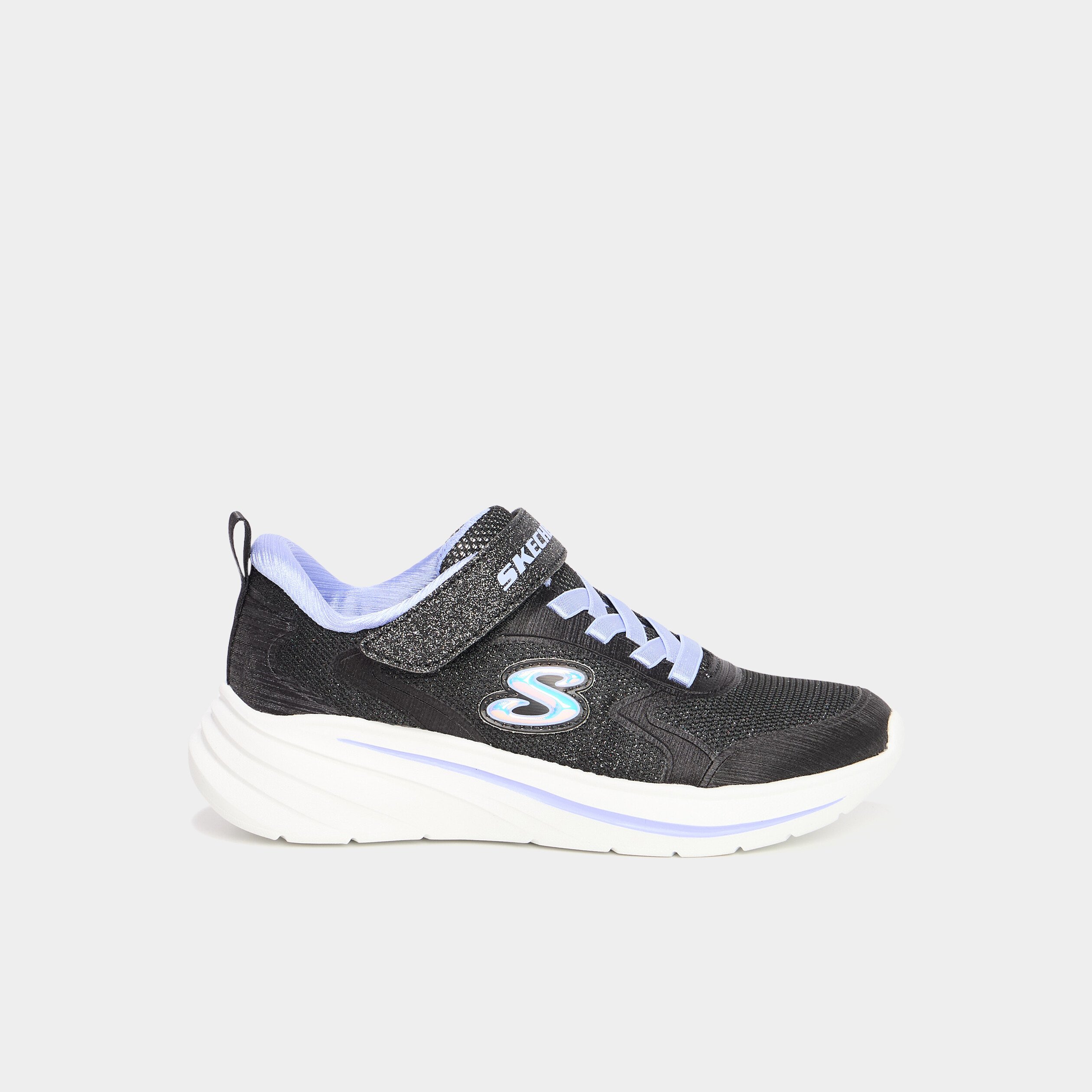 Baskets running &agrave; scratchs Skechers Wave noir fille