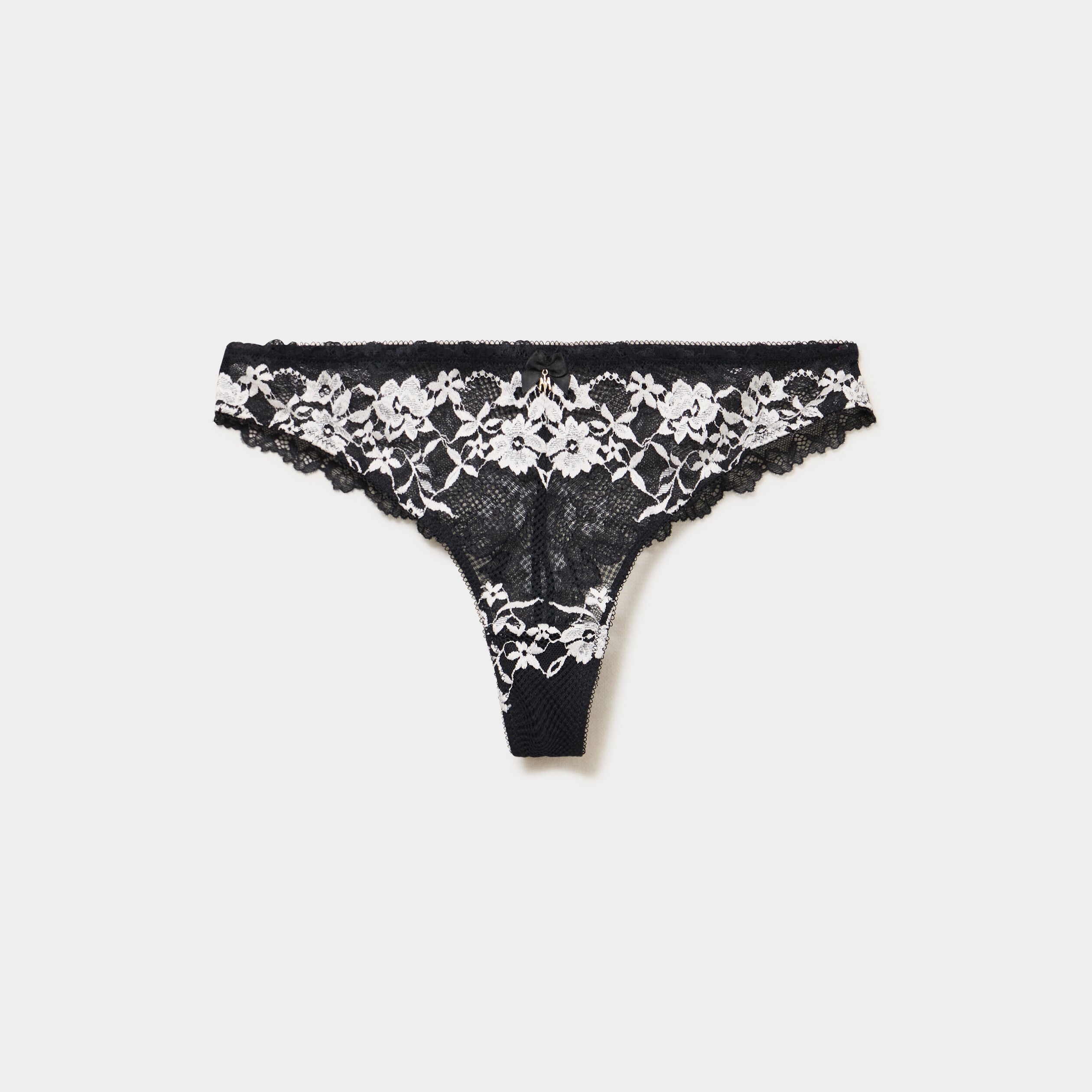 Tanga en dentelle noir femme