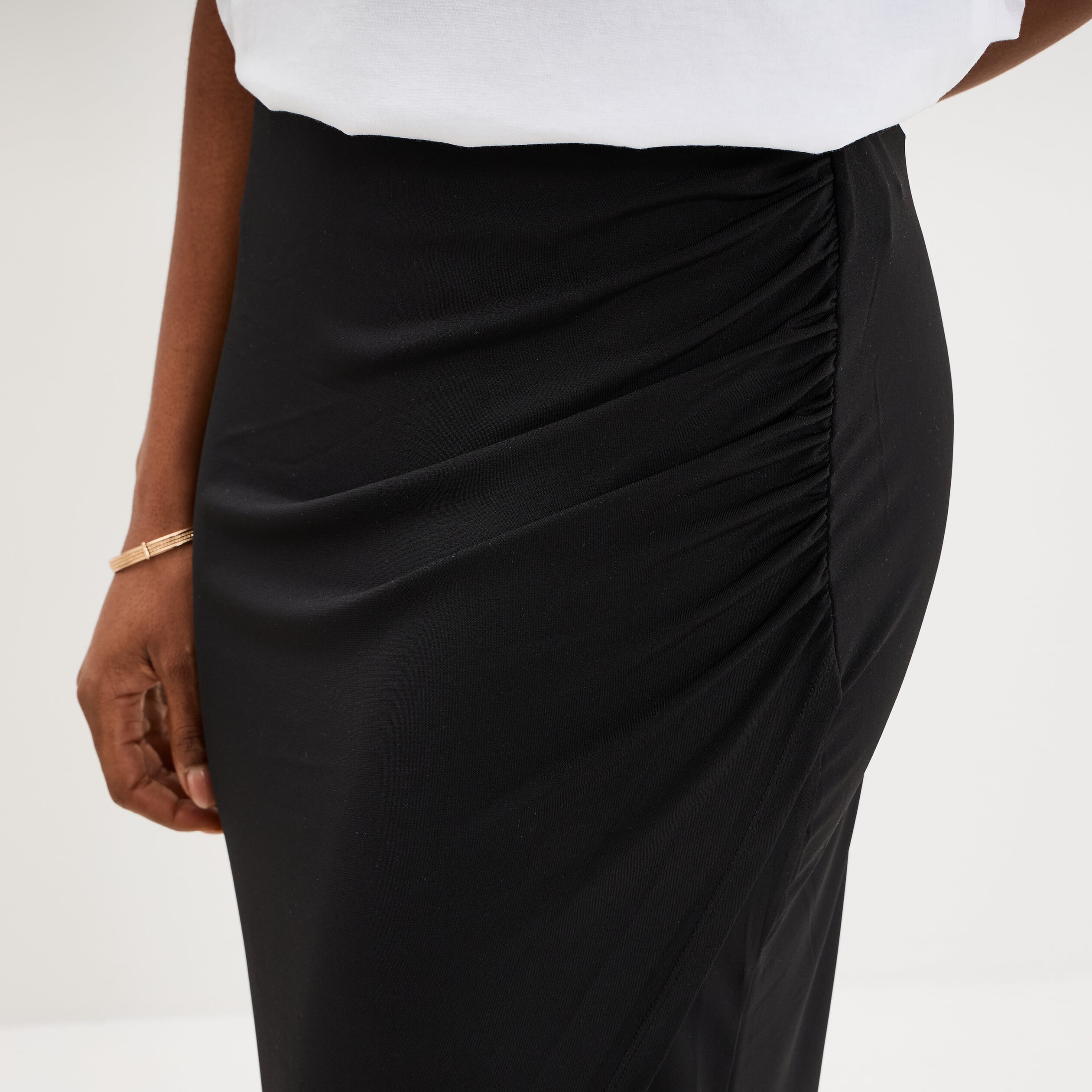 Jupe longue portefeuille noir femme