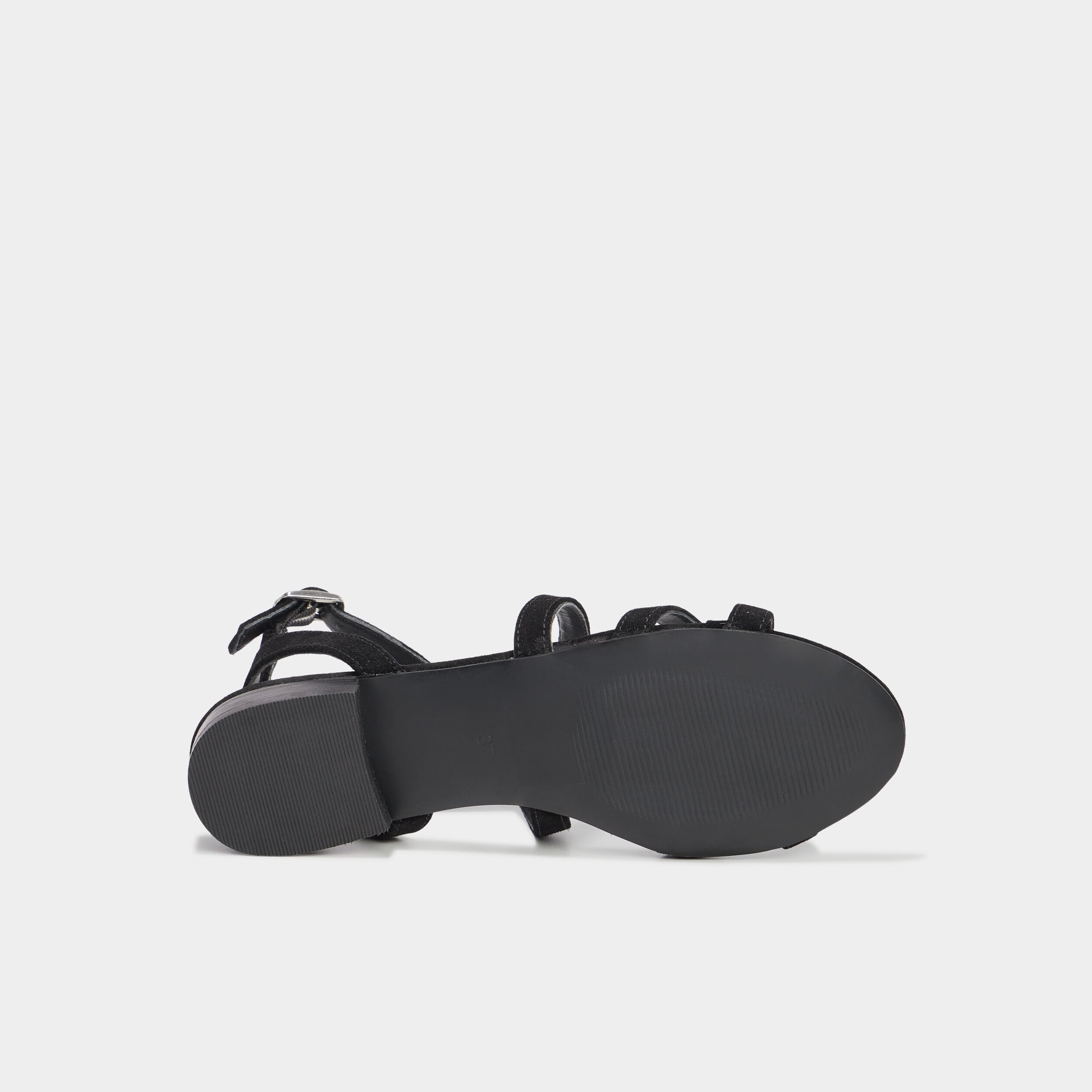 Sandales avec brides en cuir noir femme