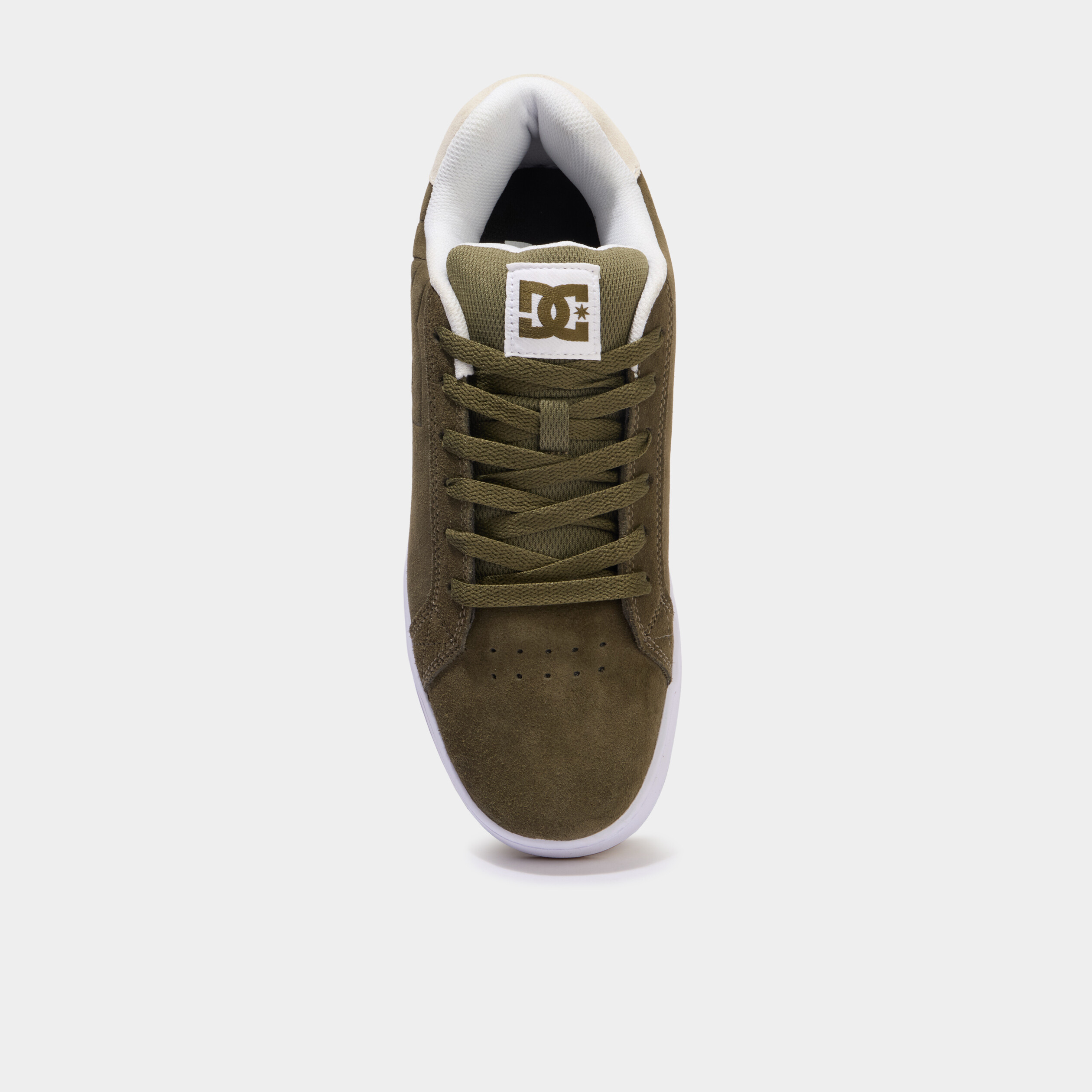 Tennis basses en cuir &agrave; lacets vert kaki homme