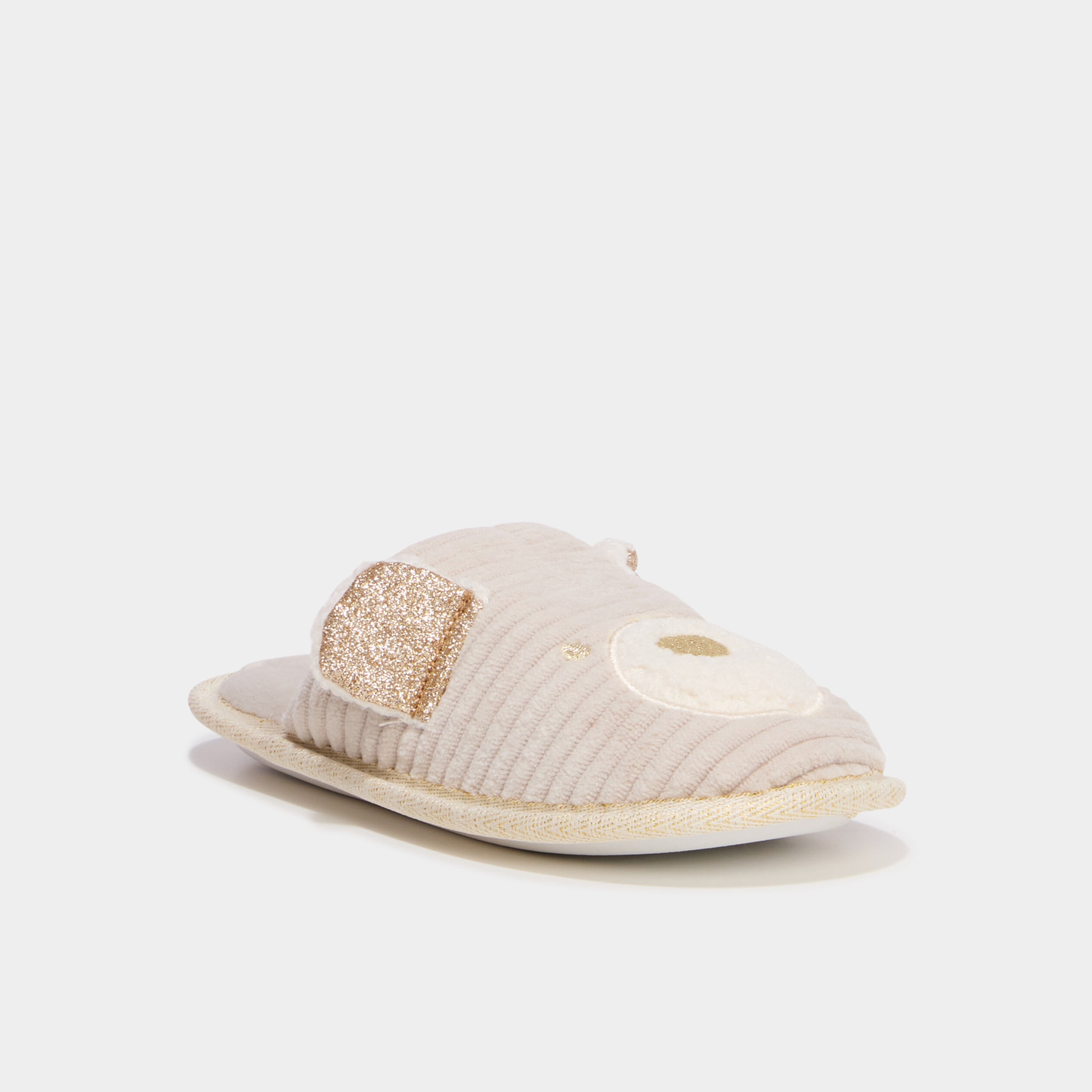 Chaussons mules effet velours sable fille