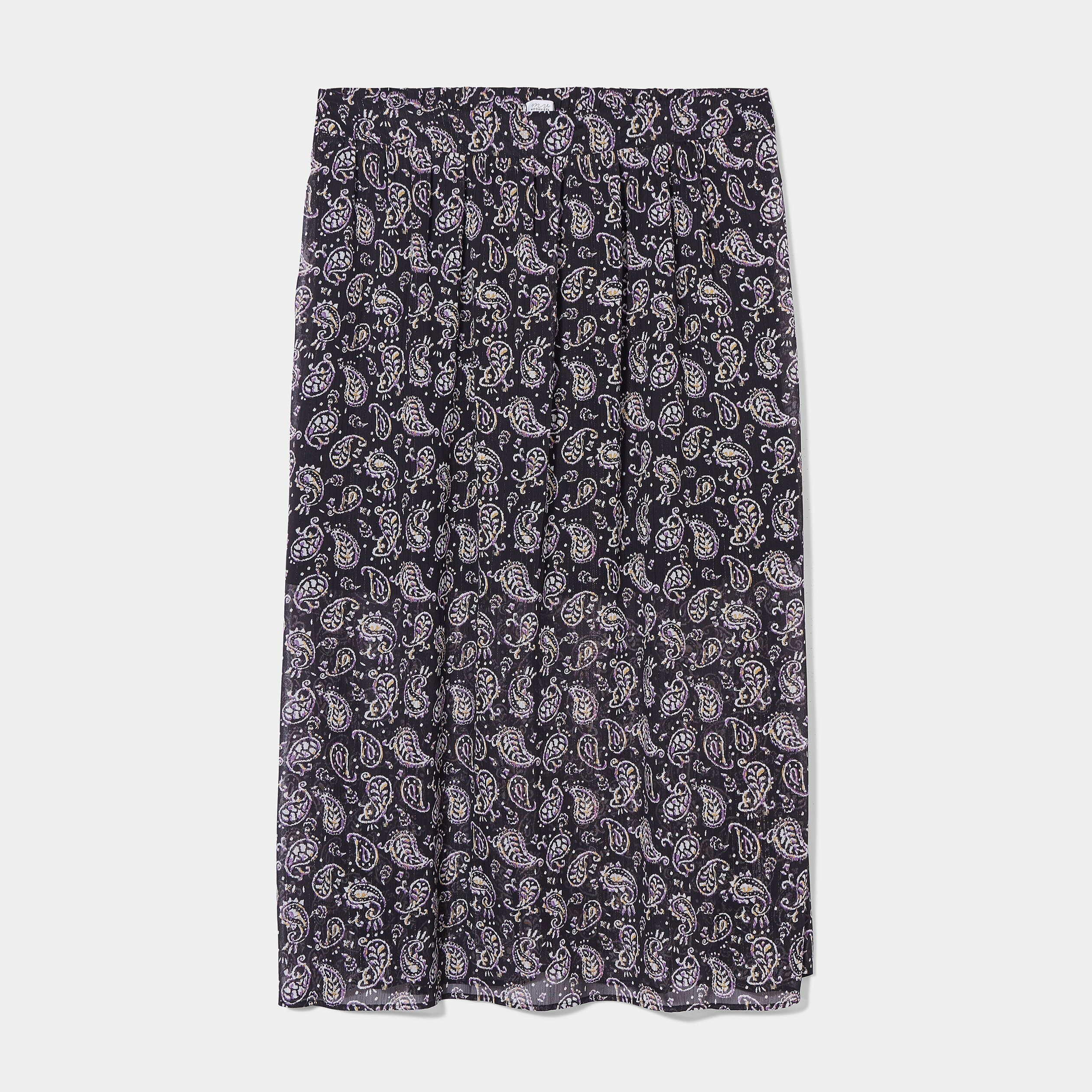 jupe droite fendue fils metallises noir femmegt Jupe droite fendue fils métallisés noir femme grande taille