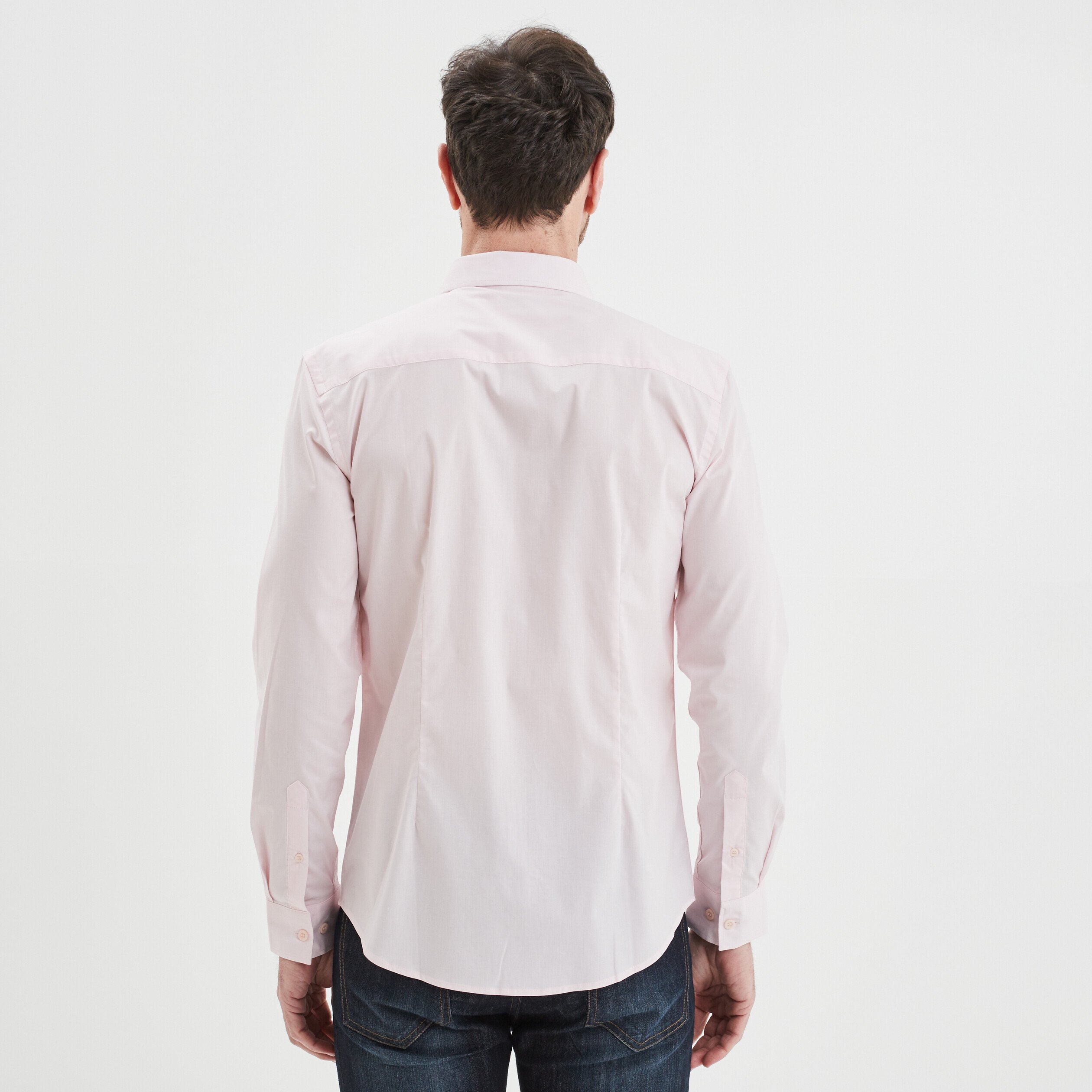 chemise stretch manches longues rose clair homme Chemise stretch manches longues rose clair homme