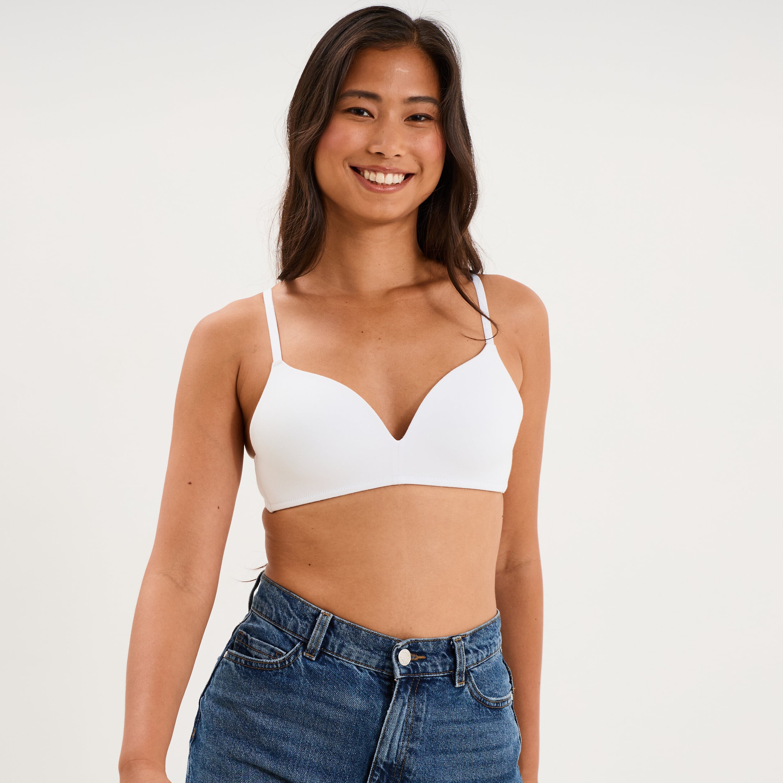 Soutien-gorge triangle coton majoritaire blanc femme