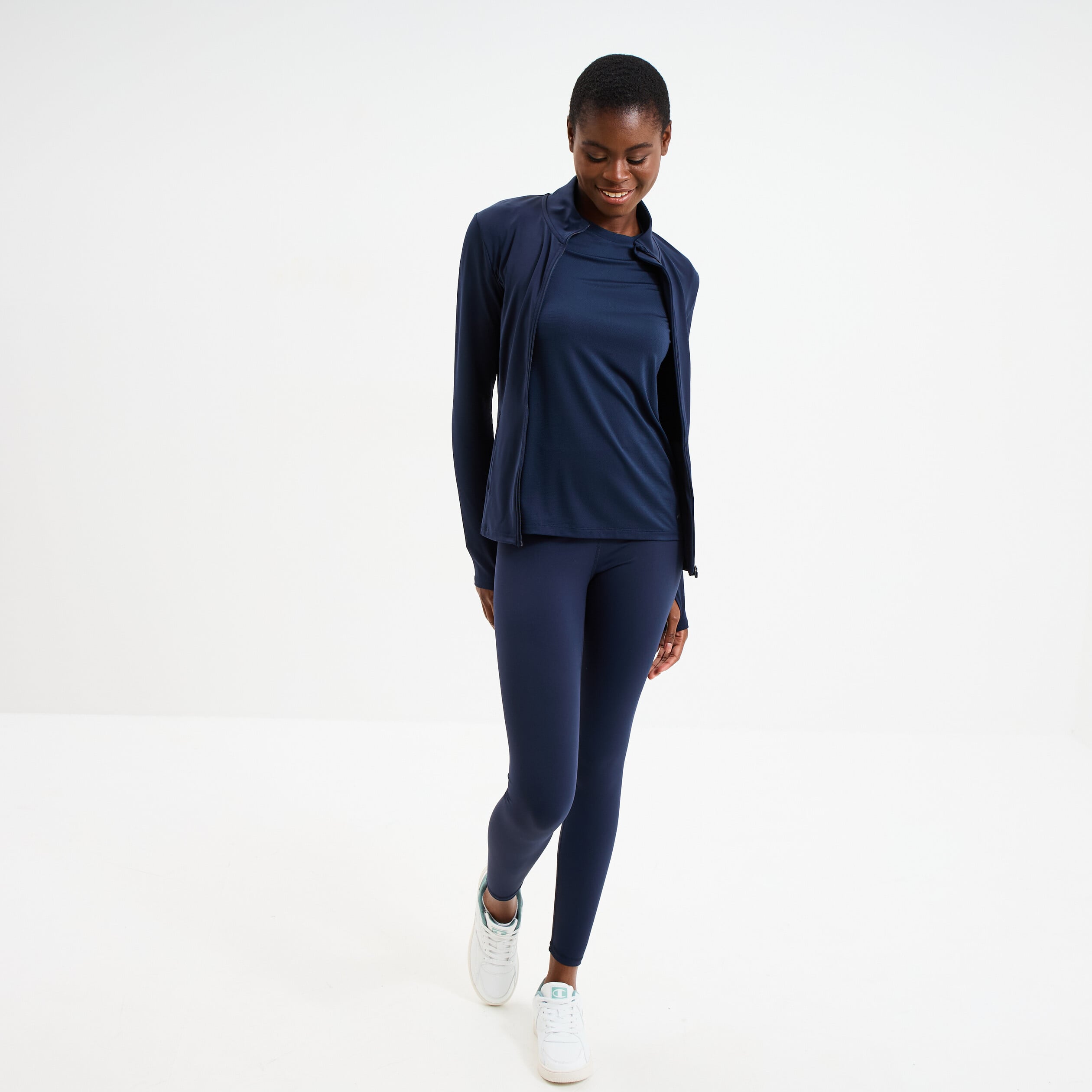 T-shirt de sport droit manches courtes bleu marine femme
