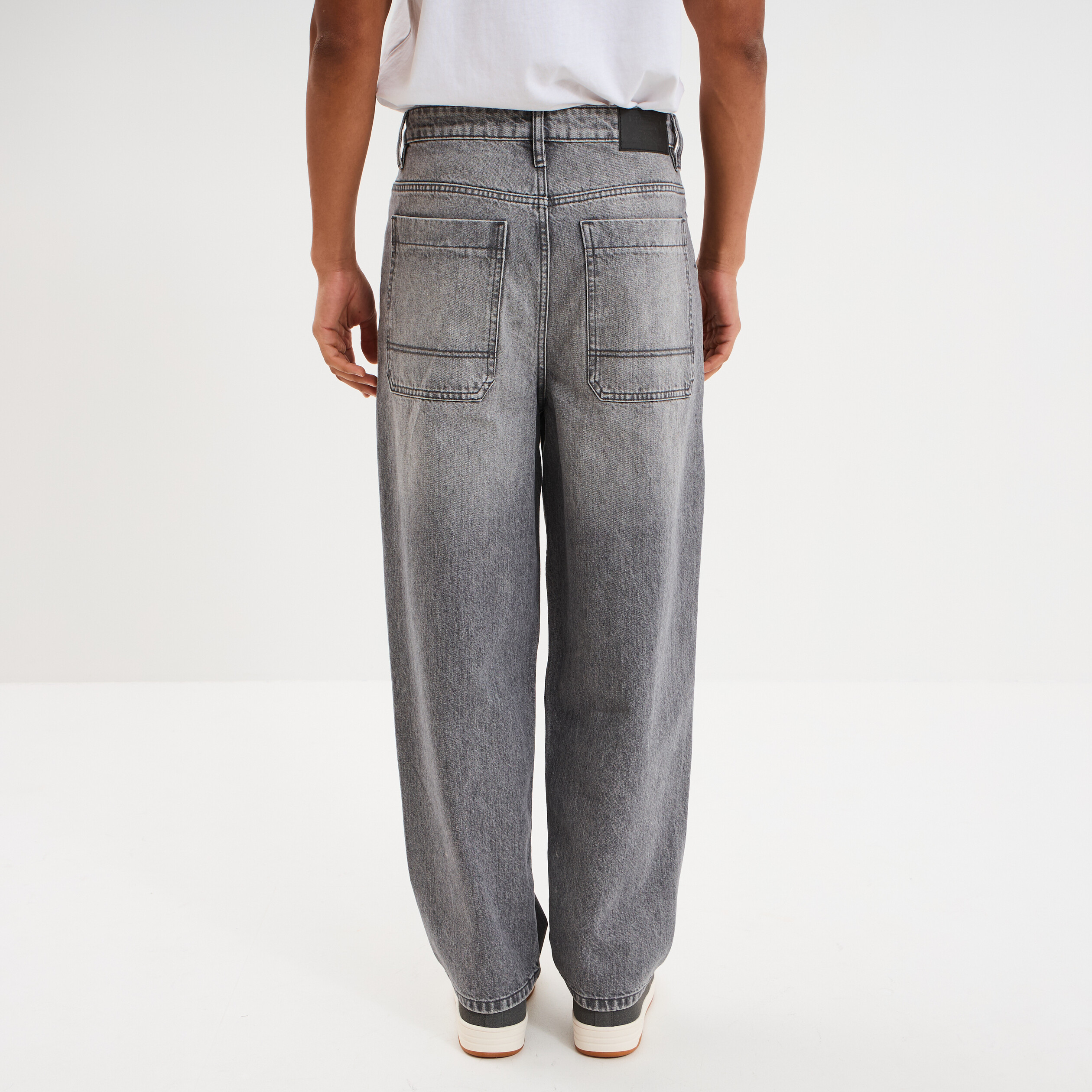 jeans baggy 5 poches coton denim gris homme Jeans baggy 5 poches coton denim gris homme