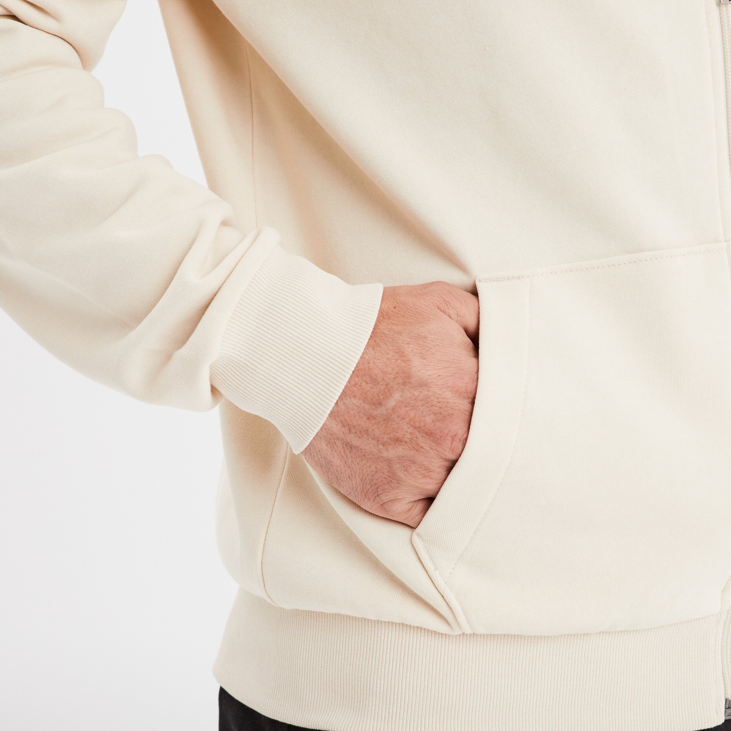 sweat zippe molleton a capuche ecru homme Sweat zippé molleton à capuche ecru homme